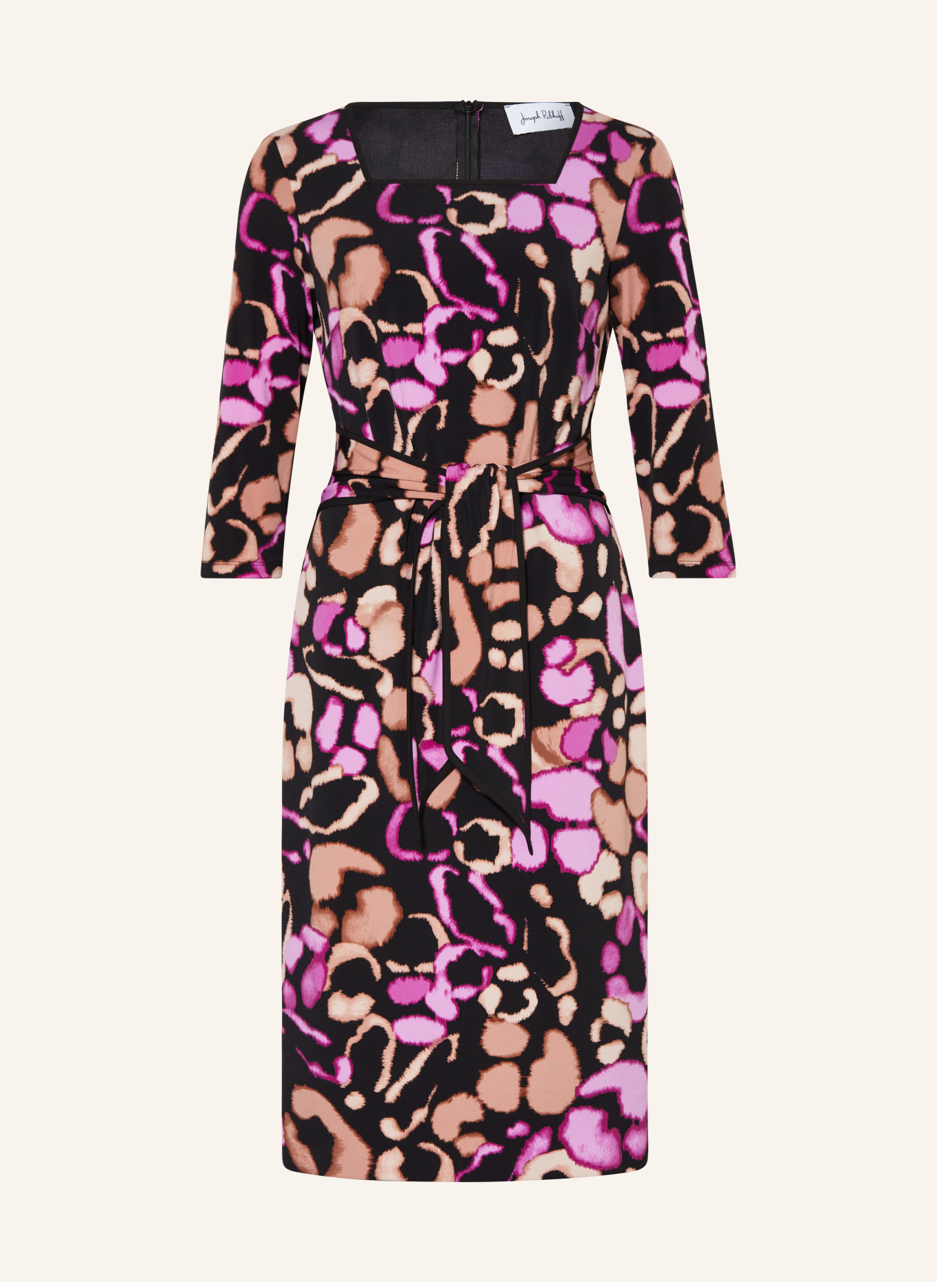 Joseph Ribkoff Sheath dress with 3/4 sleeves, Color: BLACK/ PURPLE/ BEIGE (Image 1)