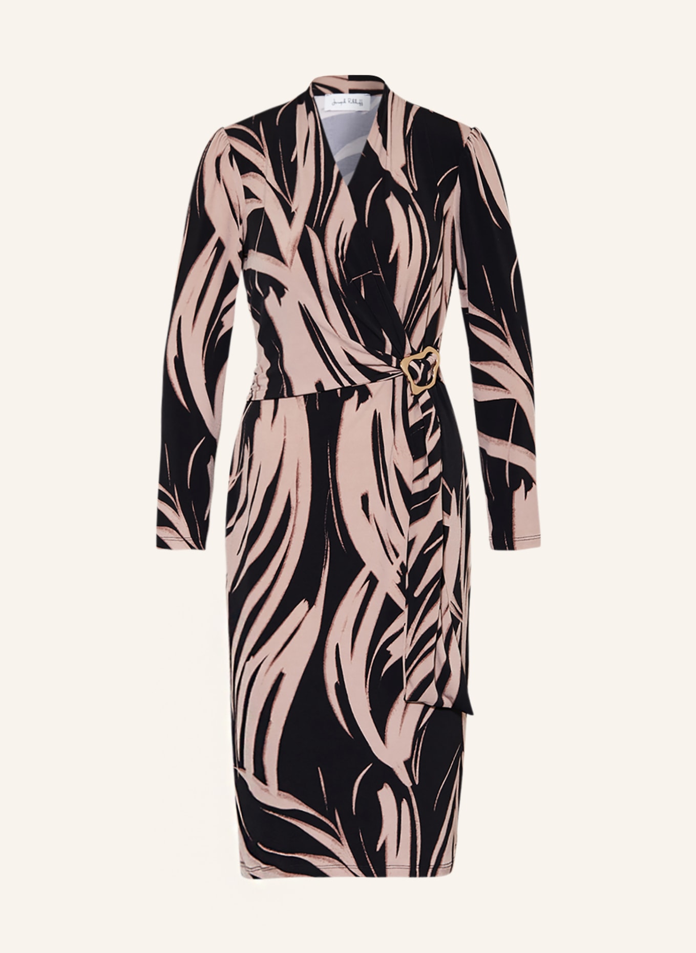 Joseph Ribkoff Dress in wrap look, Color: BLACK/ BEIGE (Image 1)