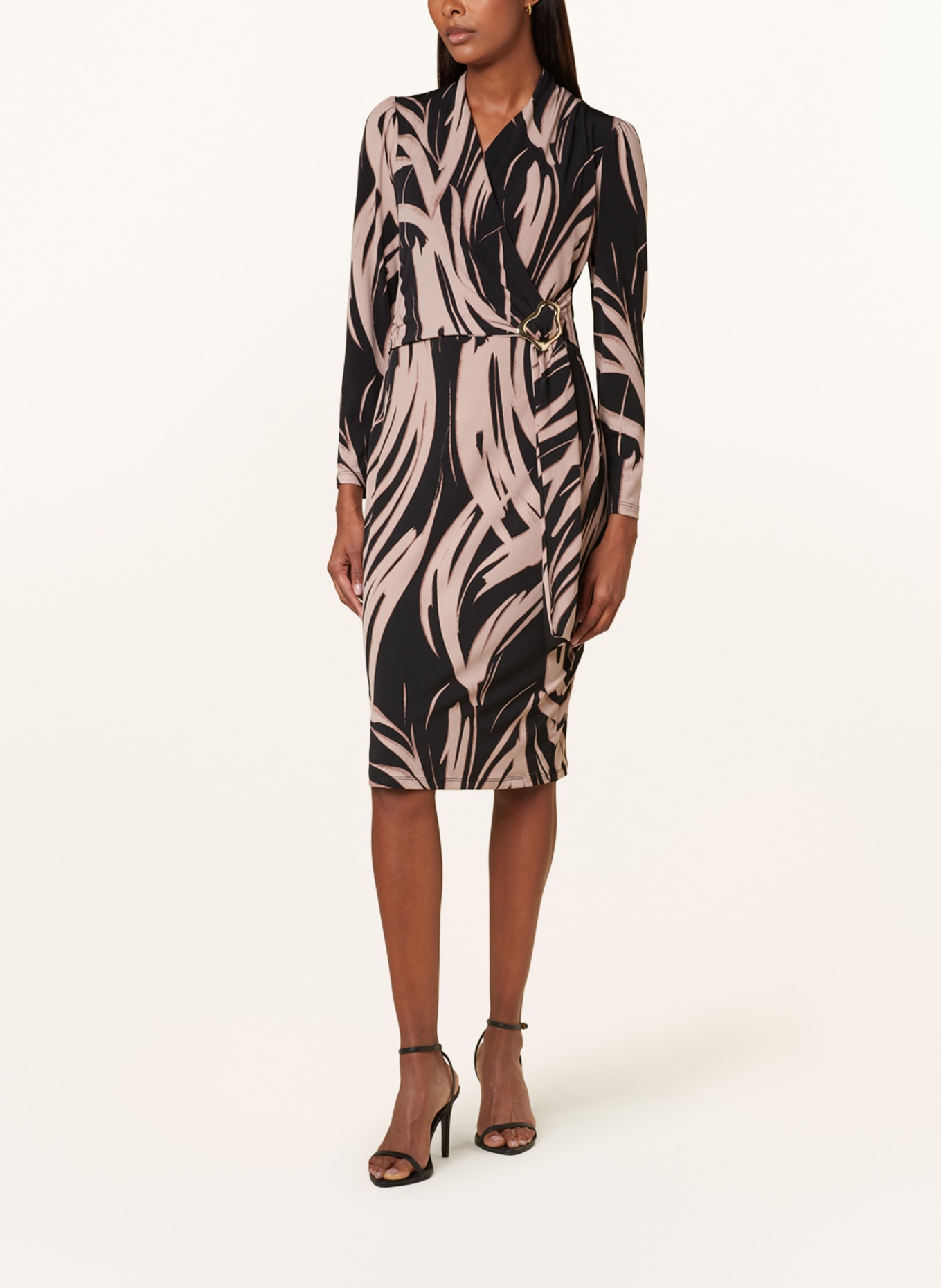 Joseph Ribkoff Dress in wrap look, Color: BLACK/ BEIGE (Image 2)