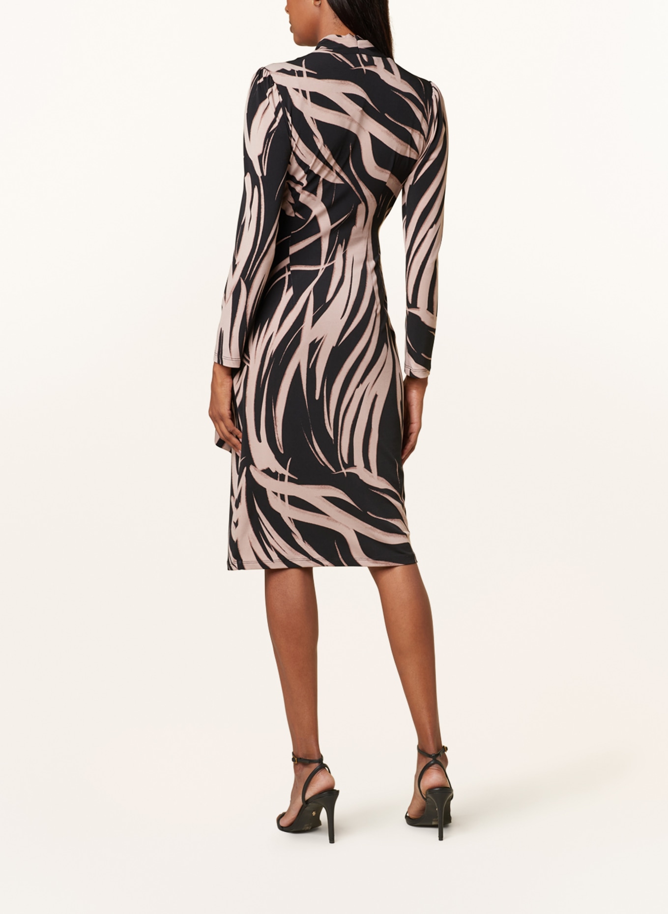 Joseph Ribkoff Dress in wrap look, Color: BLACK/ BEIGE (Image 3)