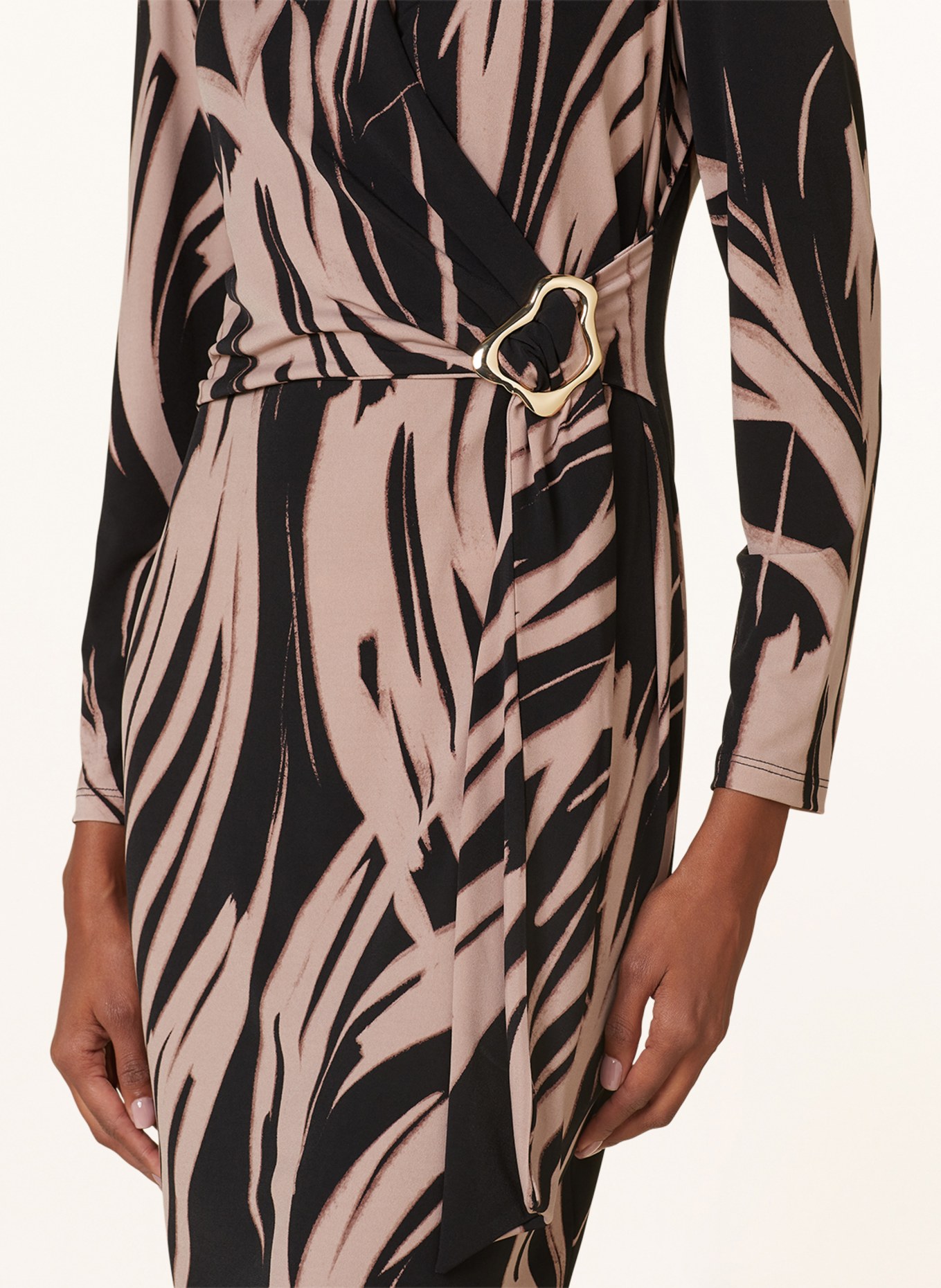 Joseph Ribkoff Dress in wrap look, Color: BLACK/ BEIGE (Image 4)