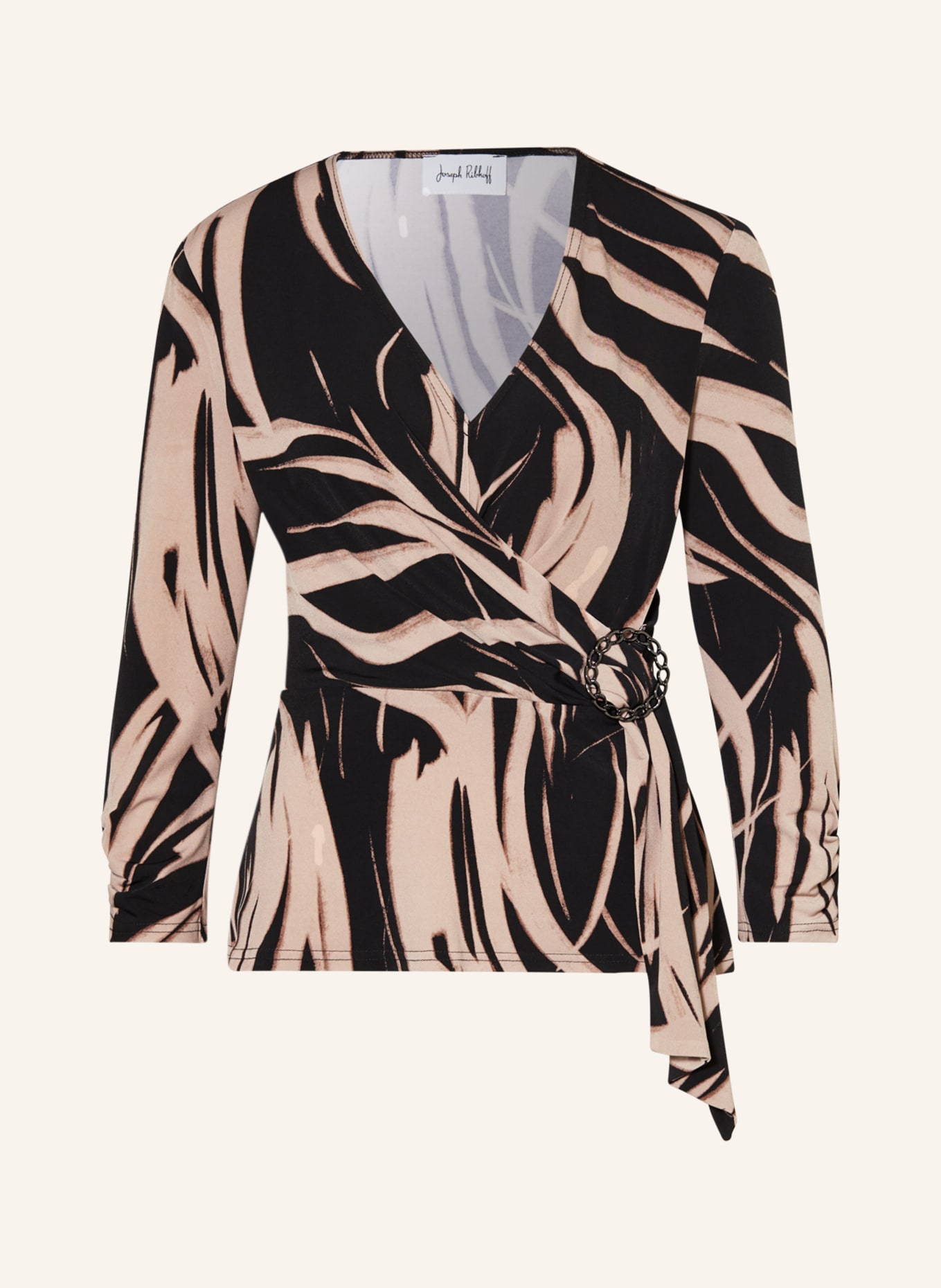 Joseph Ribkoff Shirt blouse in wrap look made of jersey, Color: DARK BROWN/ LIGHT BROWN (Image 1)