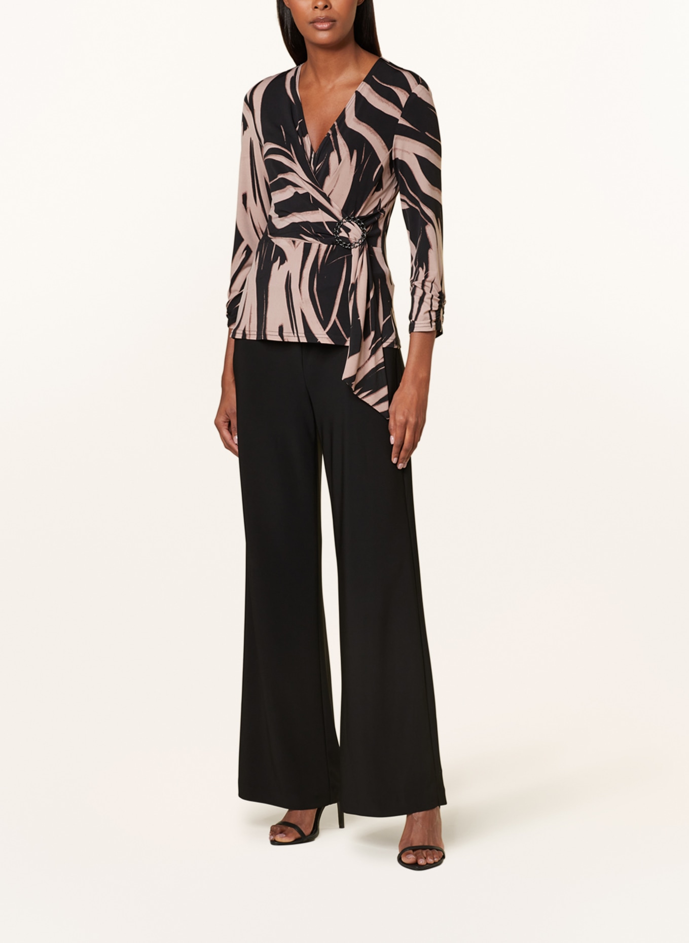 Joseph Ribkoff Shirt blouse in wrap look made of jersey, Color: DARK BROWN/ LIGHT BROWN (Image 2)