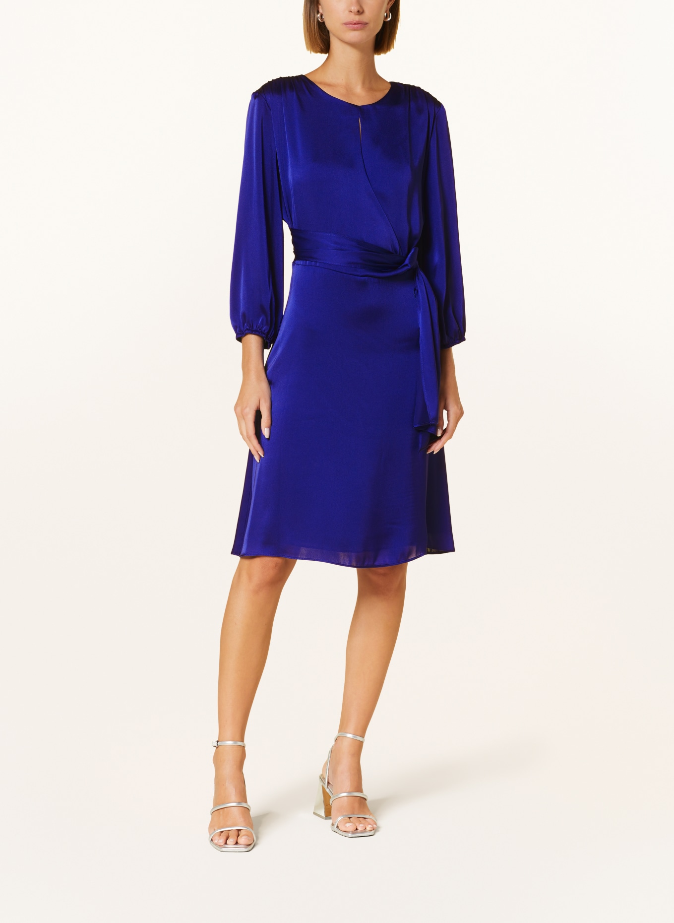 Joseph Ribkoff Satin dress with cut-out, Color: BLUE (Image 2)
