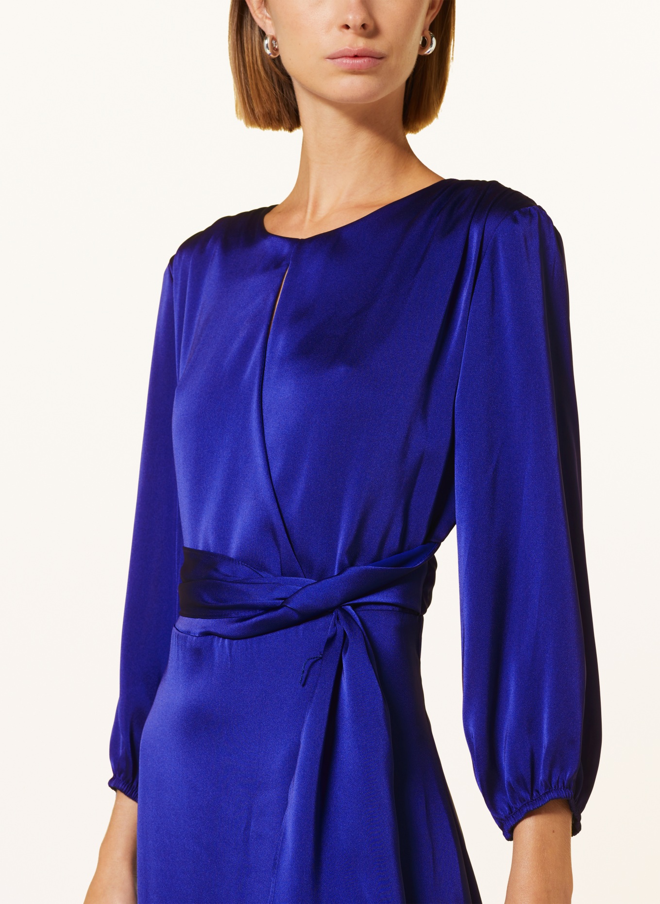 Joseph Ribkoff Satin dress with cut-out, Color: BLUE (Image 4)