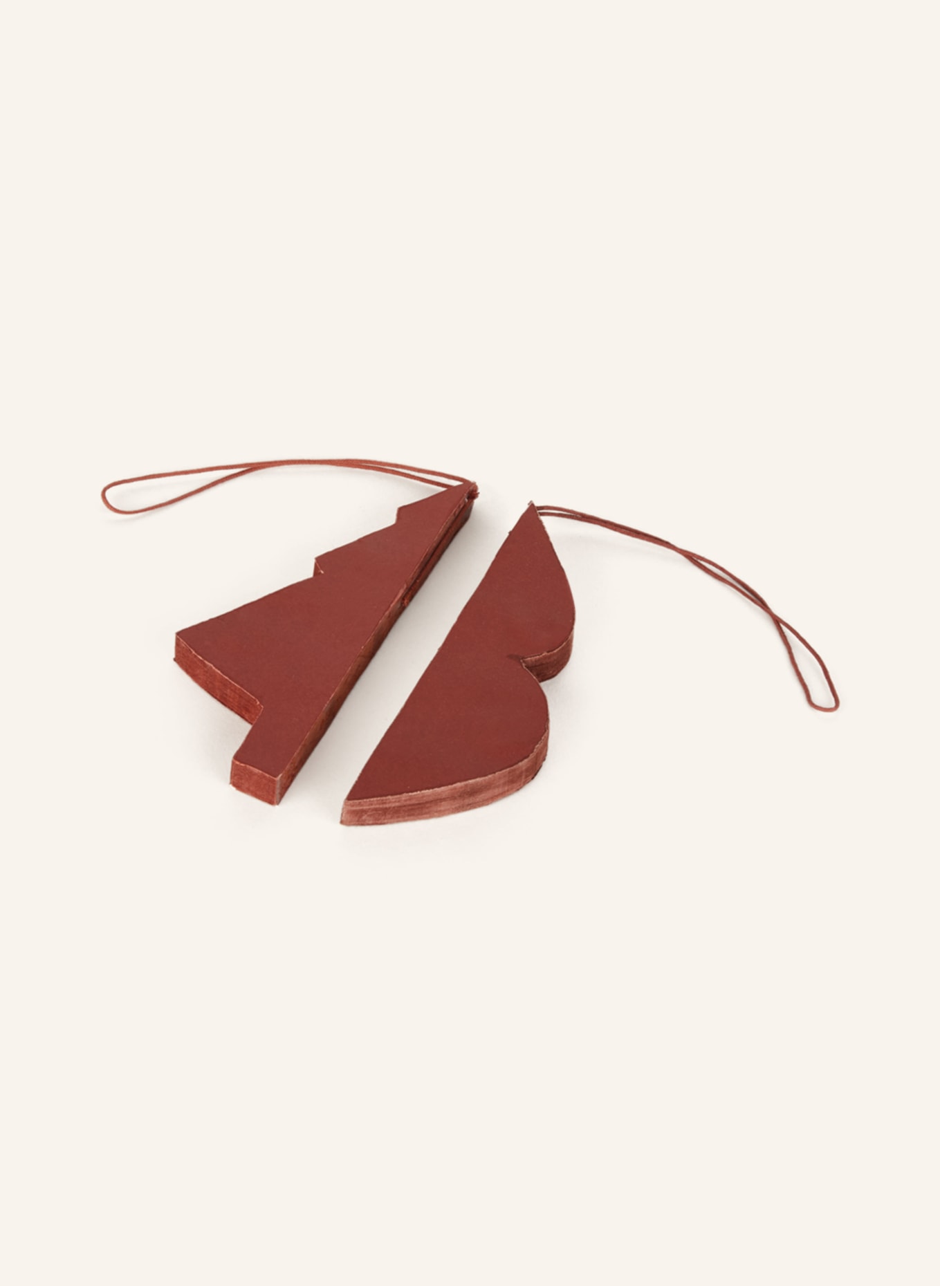 BROSTE COPENHAGEN 2dílná sada dekoračních přívěsků CHRISTMAS MIX: TMAVĚ ČERVENÁ