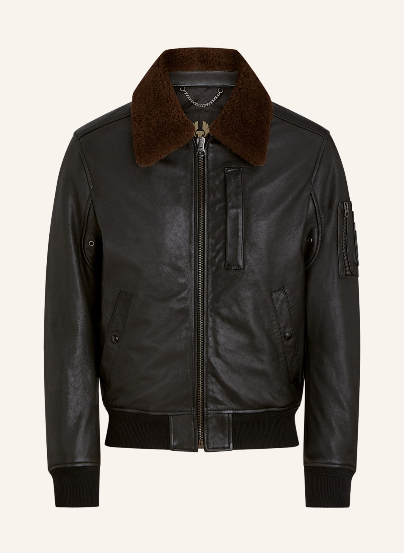 BELSTAFF Leather bomber jacket ALSTONE with lambskin, Color: BLACK/ BROWN (Image 1)