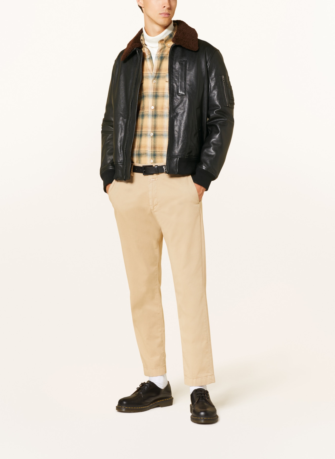 BELSTAFF Leather bomber jacket ALSTONE with lambskin, Color: BLACK/ BROWN (Image 2)