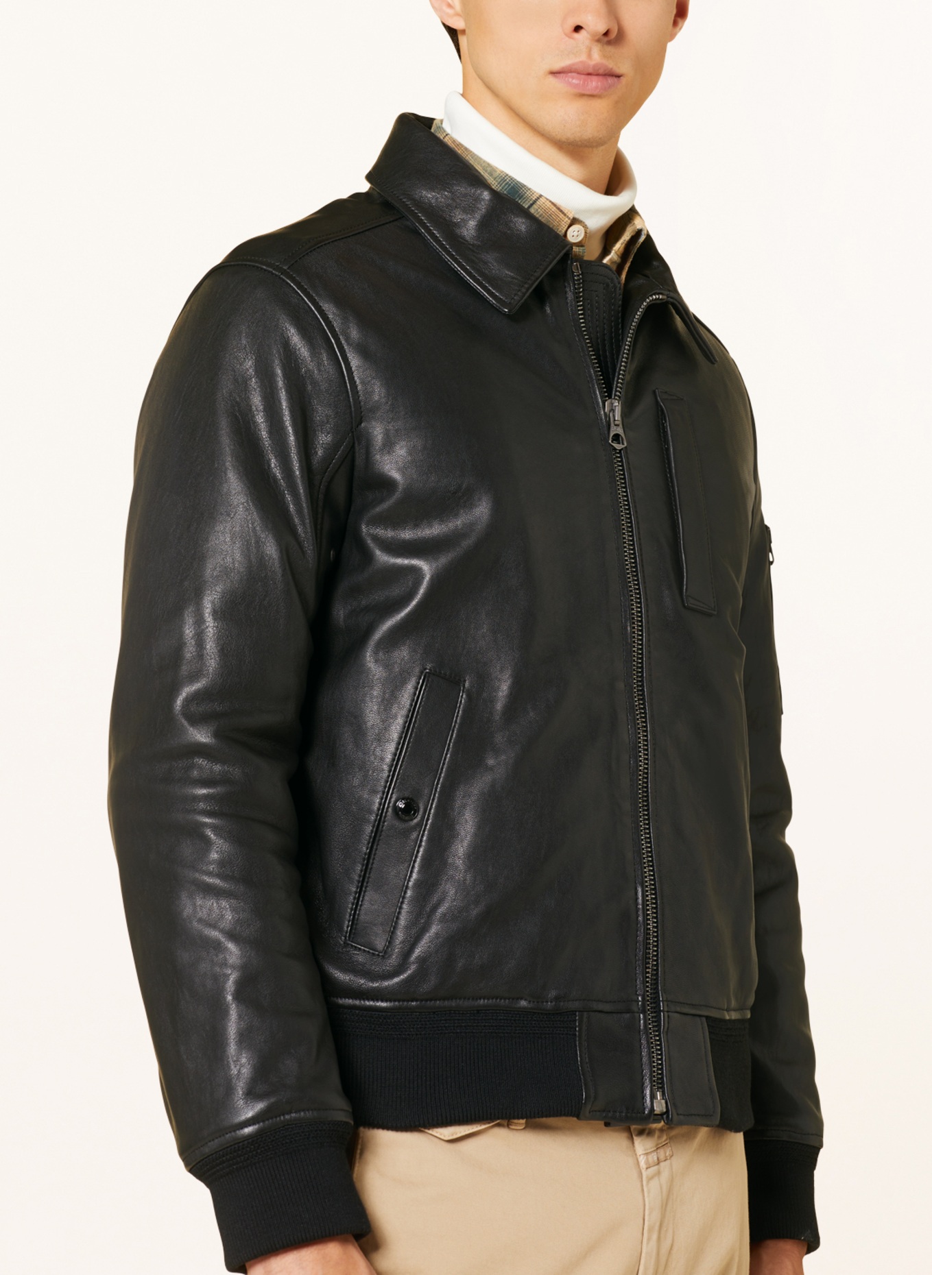 BELSTAFF Leather bomber jacket ALSTONE with lambskin, Color: BLACK/ BROWN (Image 5)