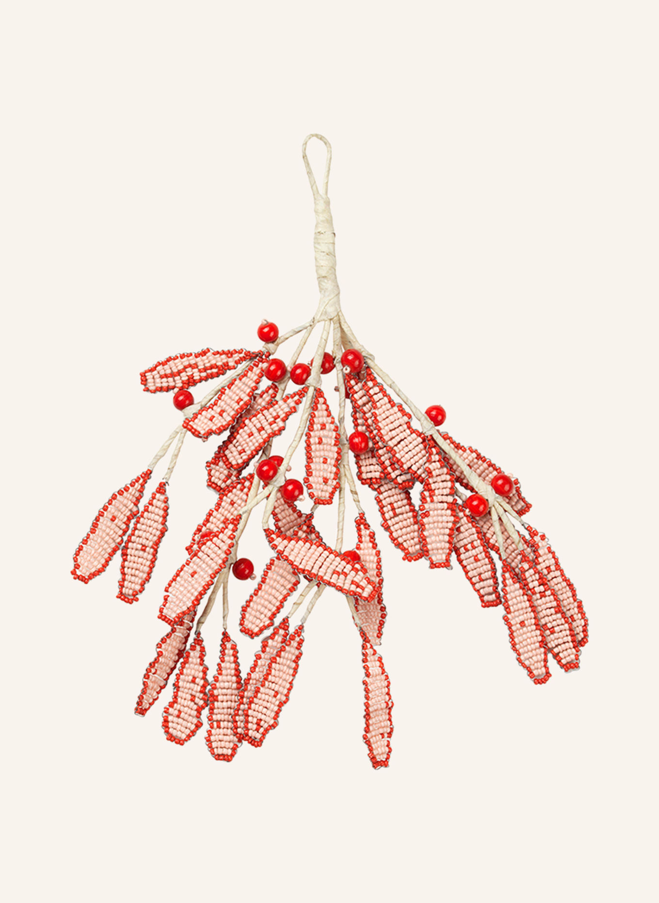 BROSTE COPENHAGEN Dekoanhänger MISTLETOE: HELLROSA / ORANGE / ROT