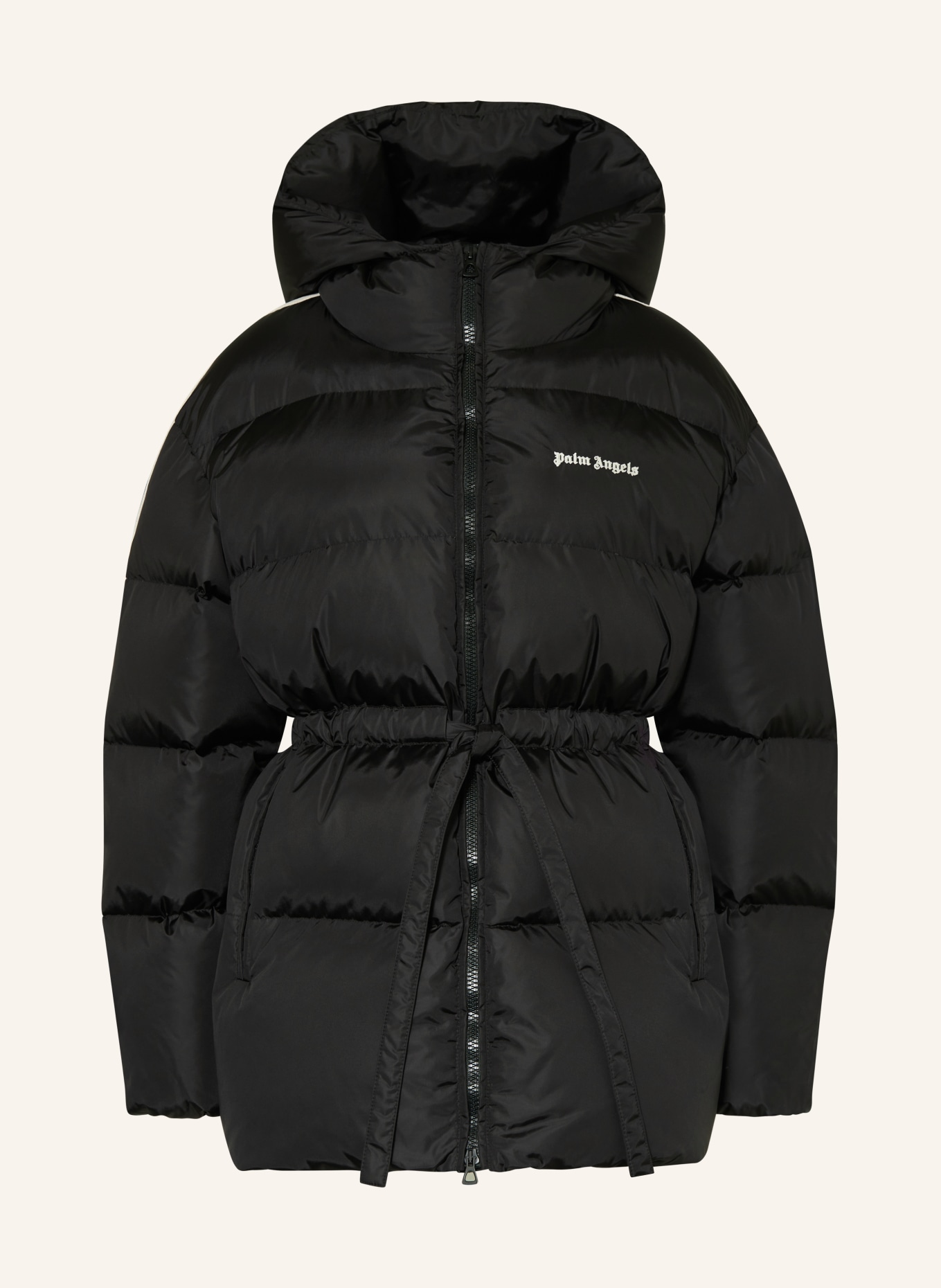 Palm Angels Down jacket with tuxedo stripes, Color: BLACK (Image 1)