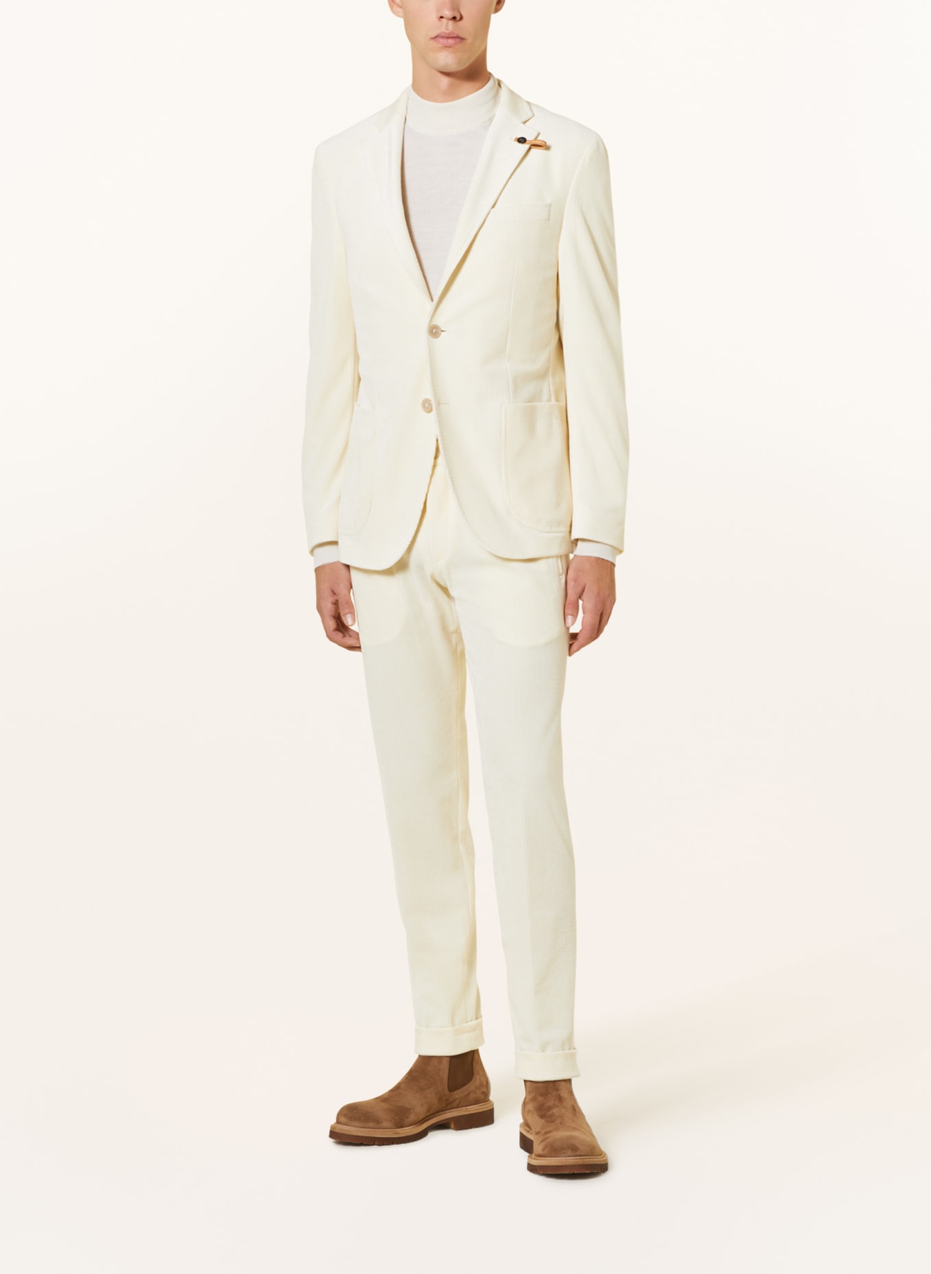 BALDESSARINI Suit trousers extra slim fit in corduroy, Color: ECRU (Image 2)