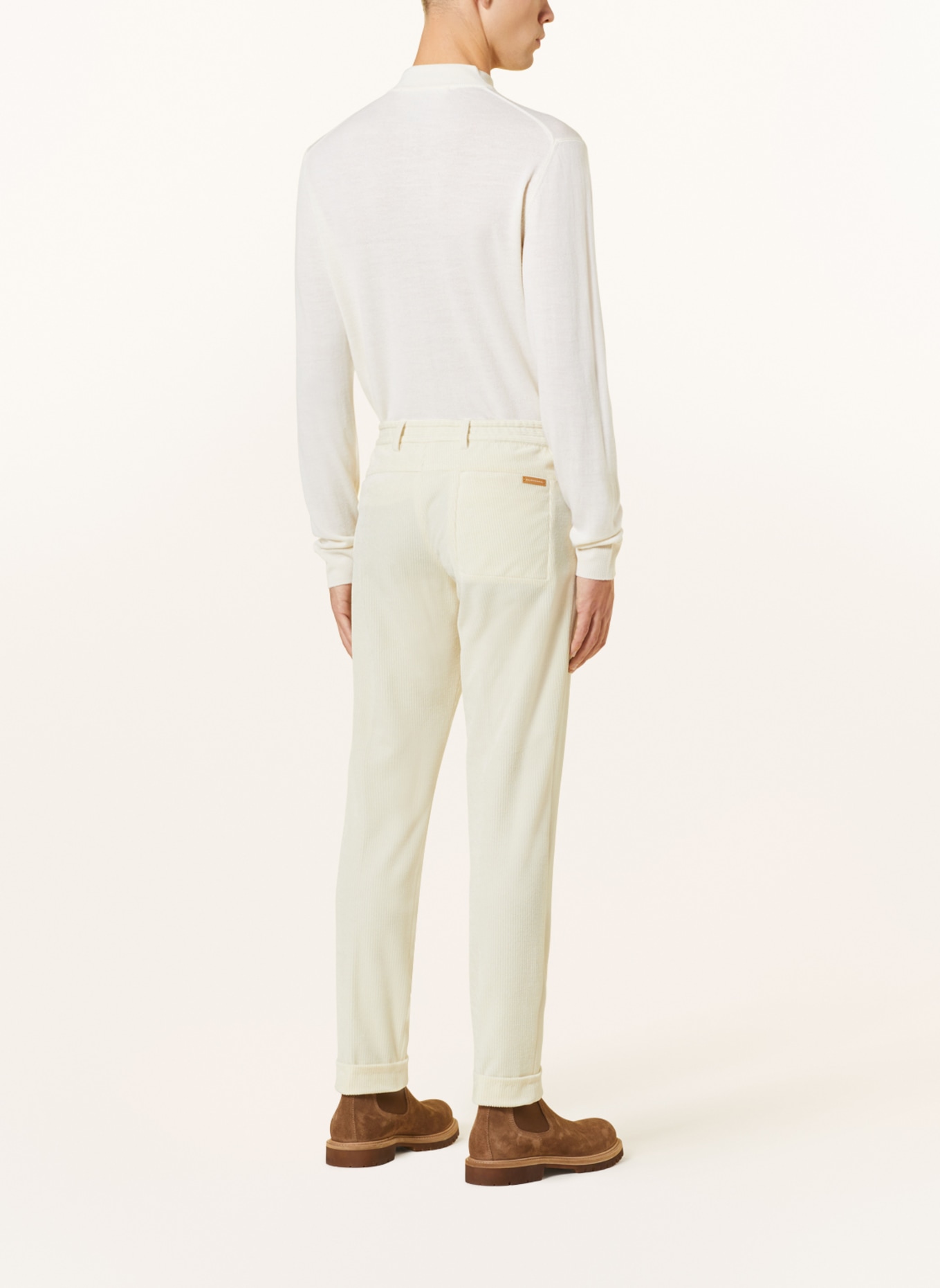 BALDESSARINI Spodnie garniturowe extra slim fit ze sztruksu, Kolor: ECRU (Obrazek 4)