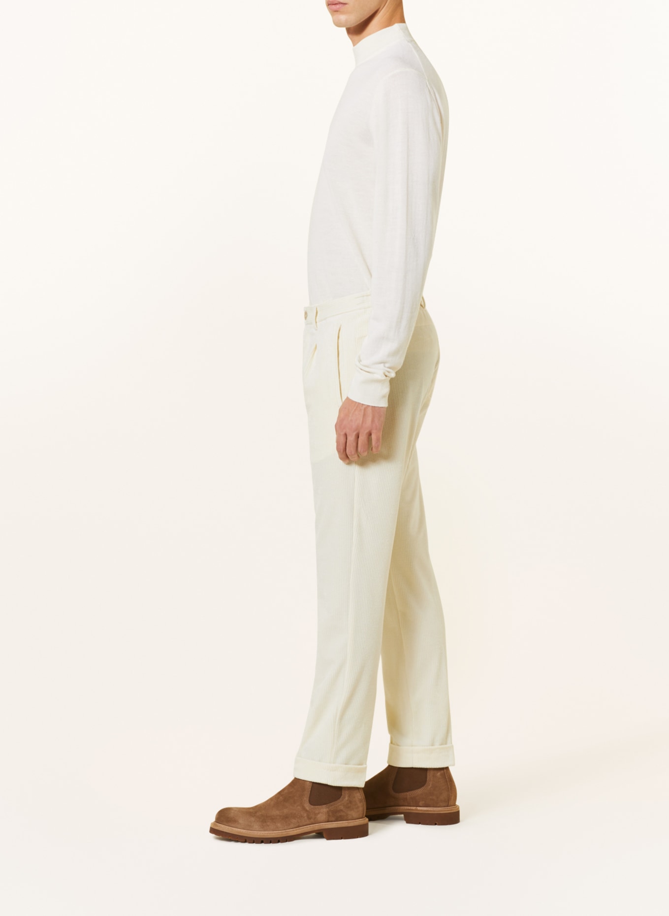 BALDESSARINI Spodnie garniturowe extra slim fit ze sztruksu, Kolor: ECRU (Obrazek 5)