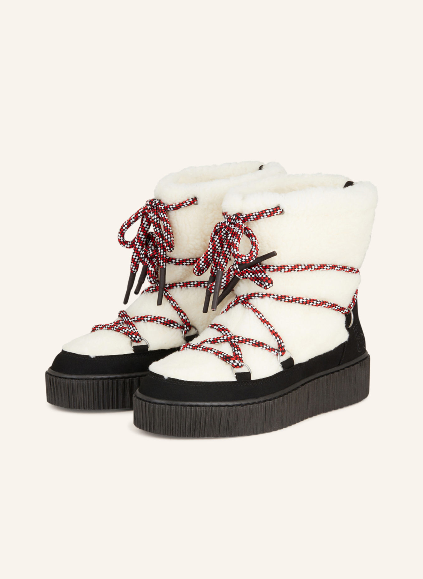 HUGO Lace-up boots JELISSA, Color: ECRU/ BLACK (Image 1)