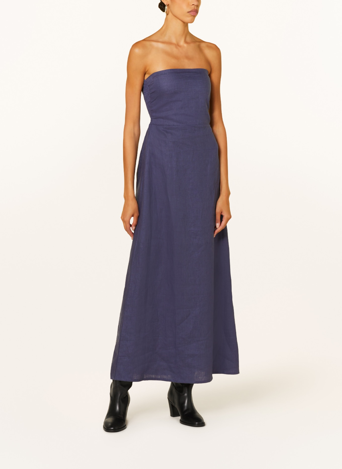 FAITHFULL THE BRAND Linen dress FLORES, Color: DARK BLUE (Image 2)