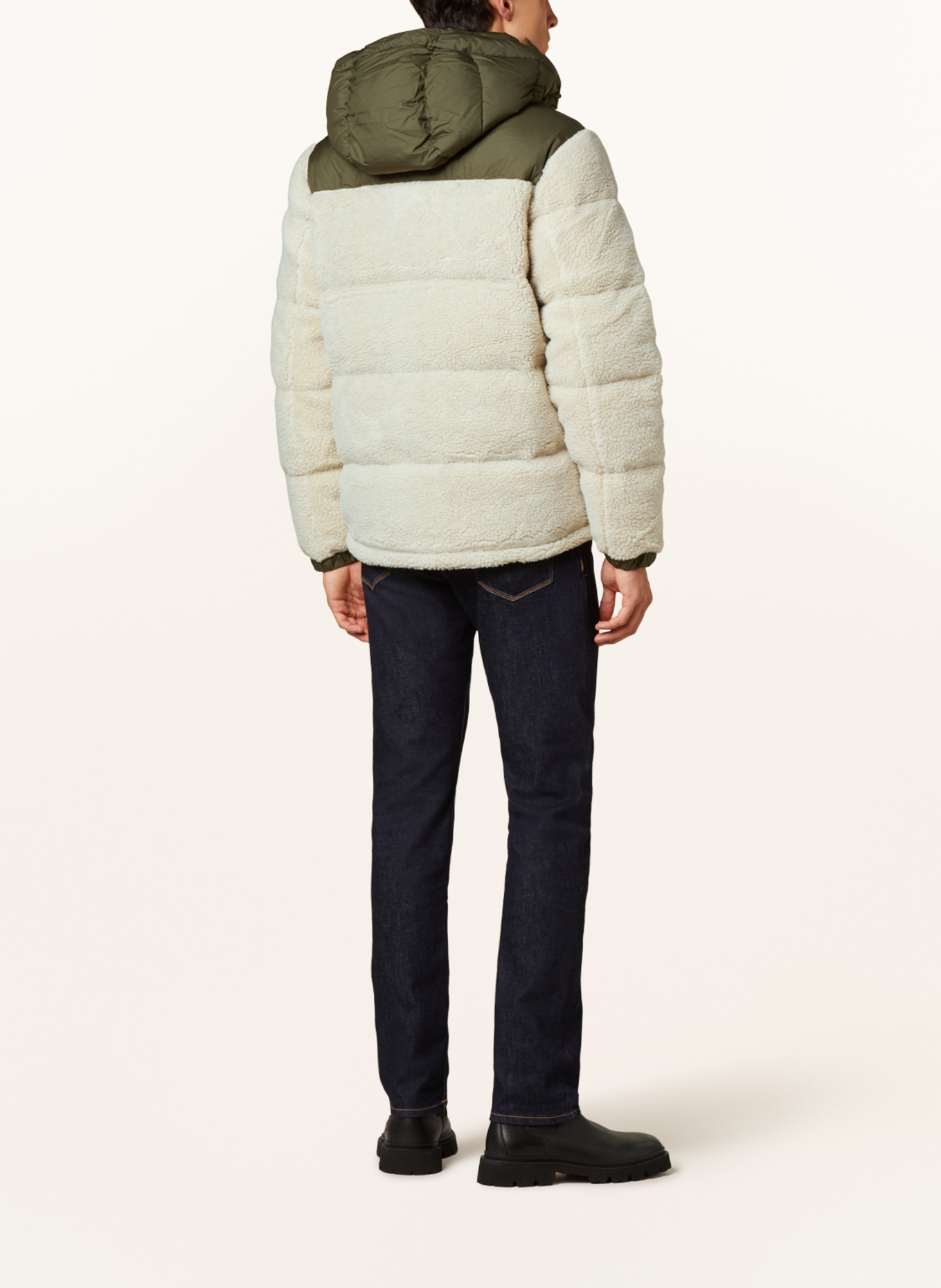 POLO RALPH LAUREN Down jacket in mixed materials, Color: CREAM/ OLIVE (Image 3)