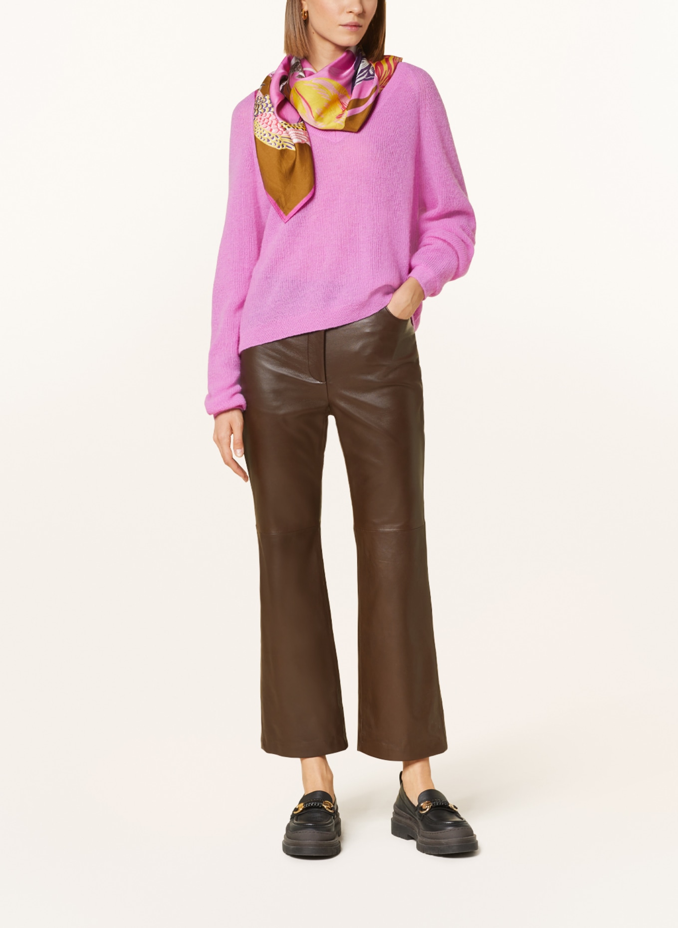 WEEKEND MaxMara Leather trousers NECTAR, Color: BROWN (Image 2)