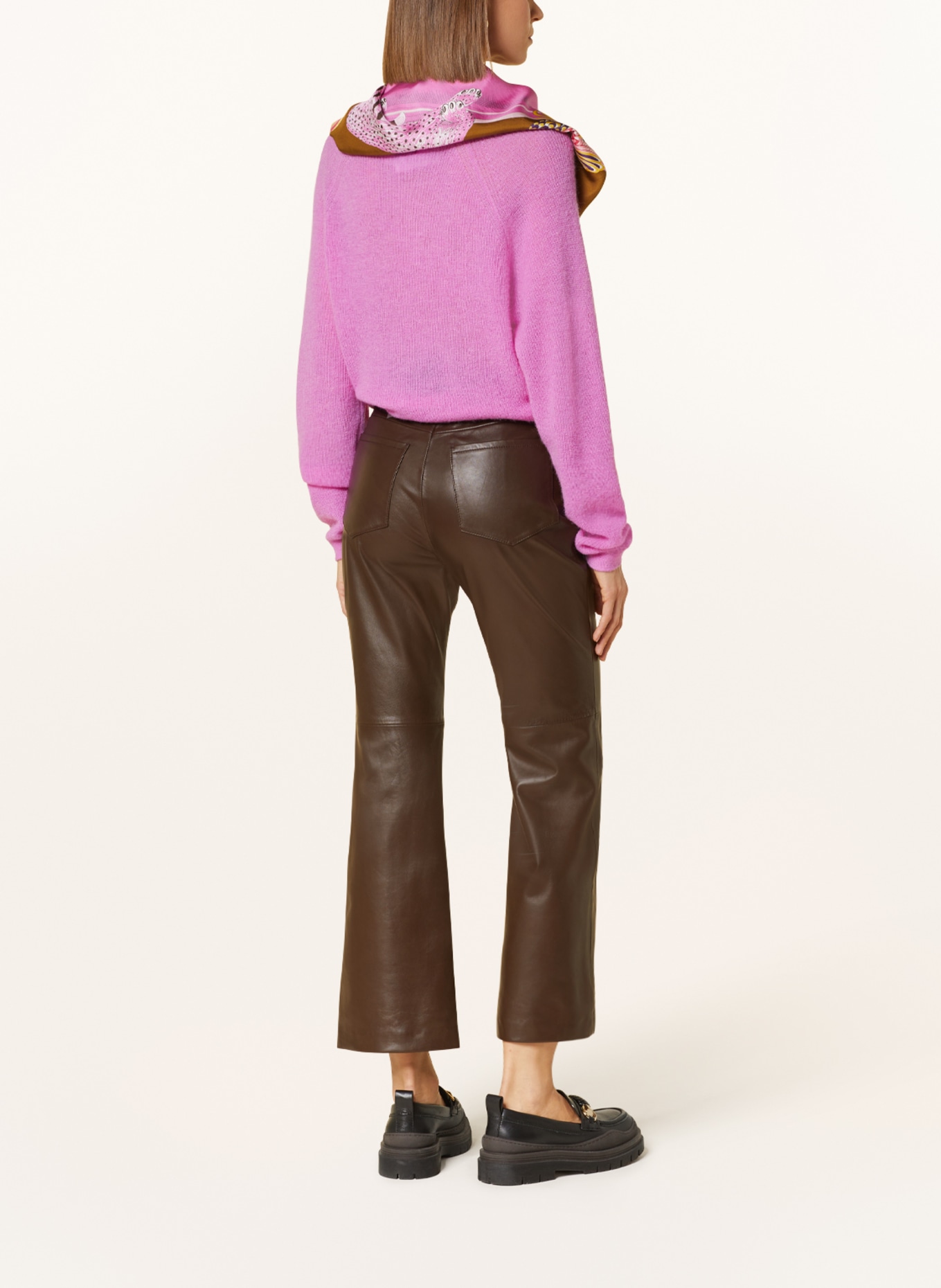 WEEKEND MaxMara Leather trousers NECTAR, Color: BROWN (Image 3)
