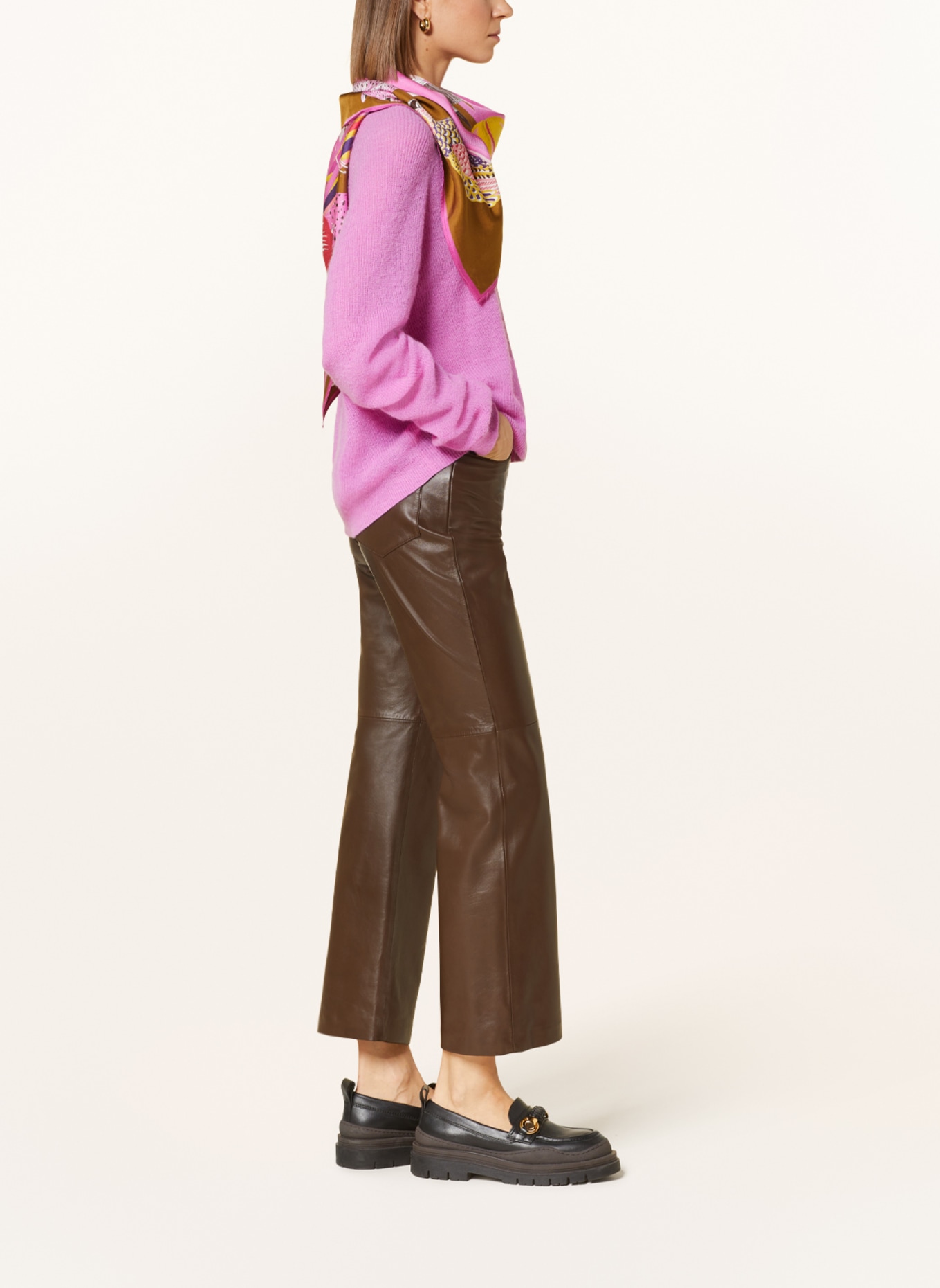 WEEKEND MaxMara Leather trousers NECTAR, Color: BROWN (Image 4)