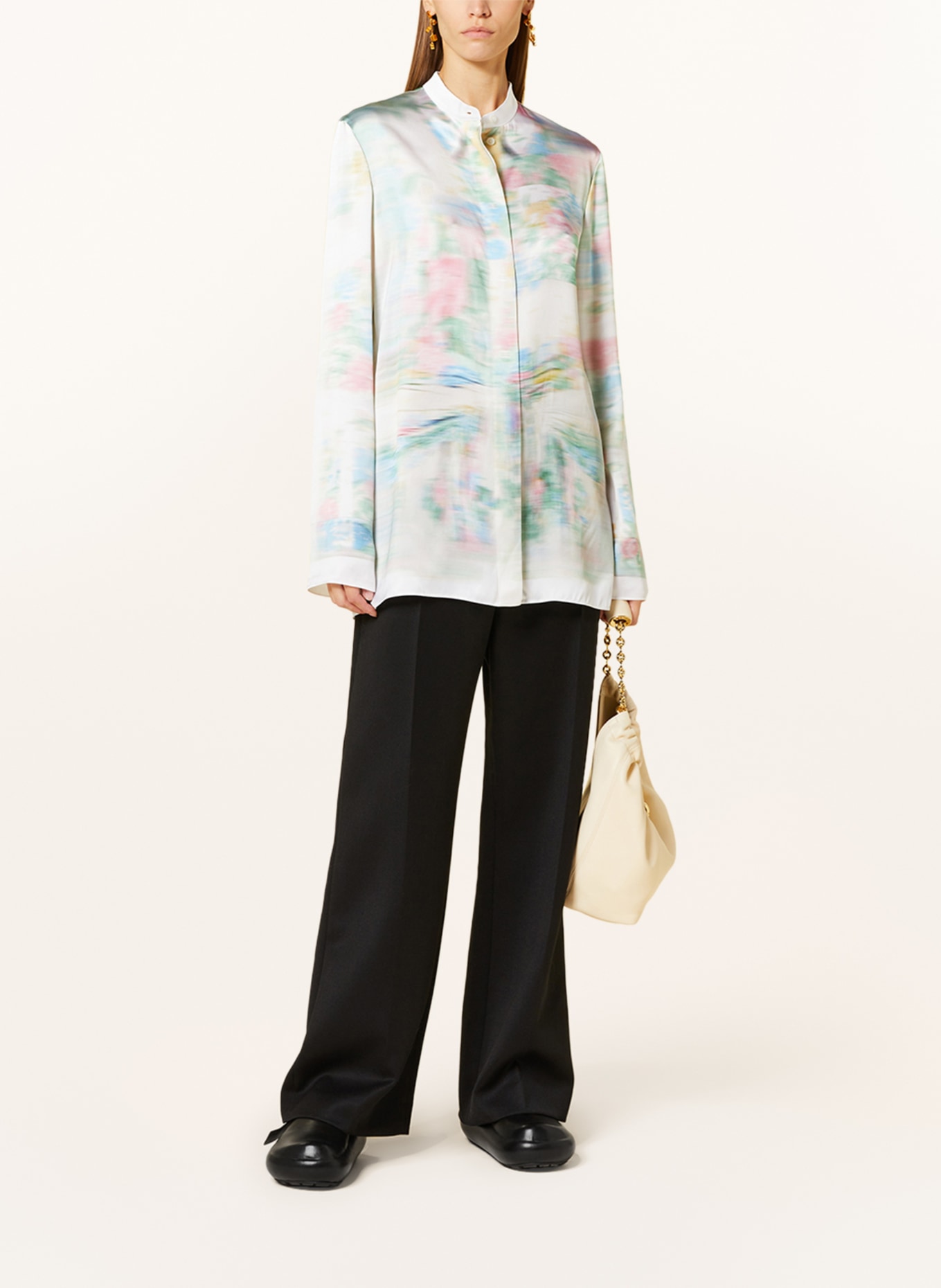 LOEWE Satin blouse, Color: ECRU/ LIGHT PINK/ LIGHT GREEN (Image 2)