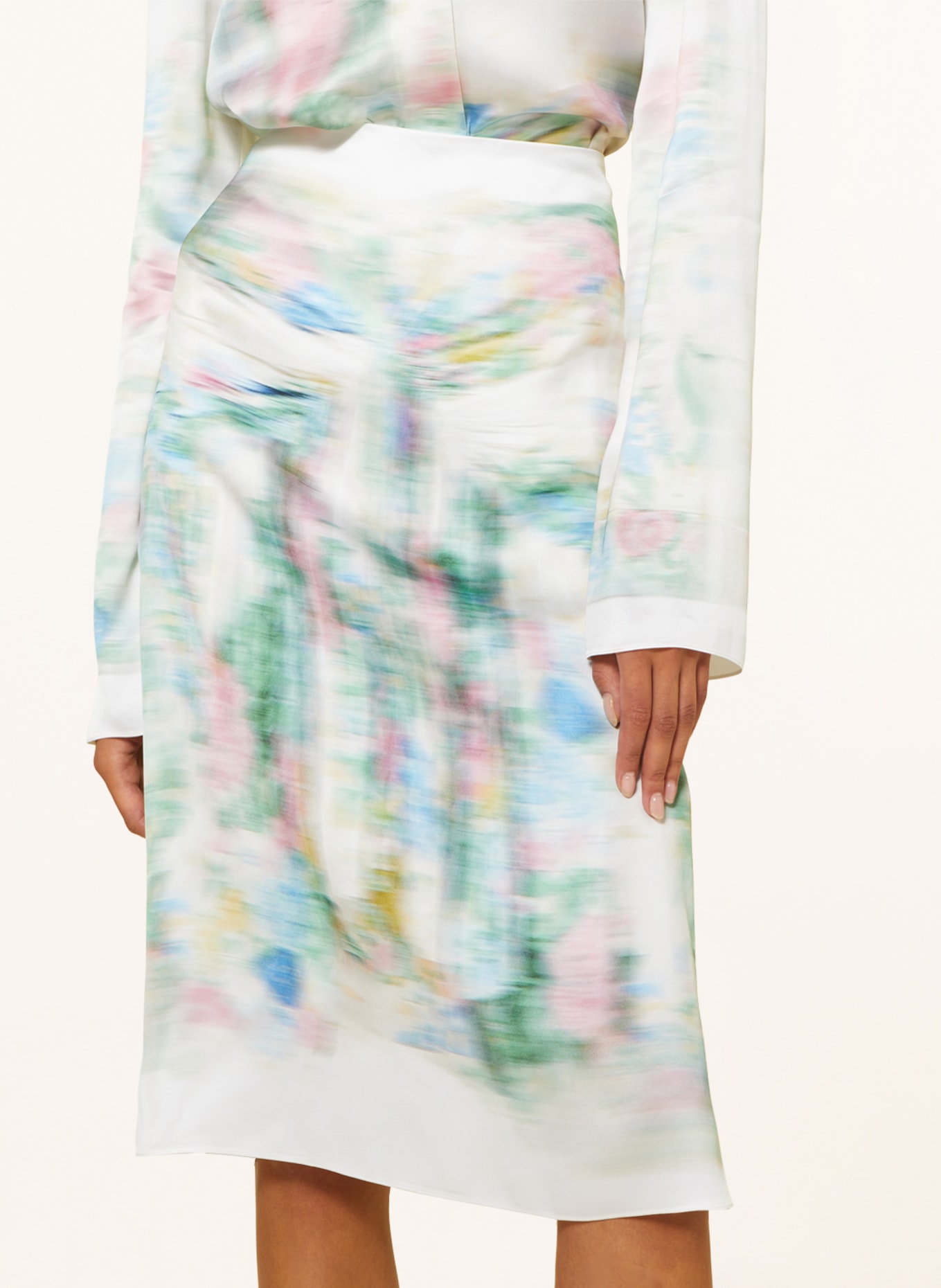 LOEWE Satin skirt, Color: CREAM/ GREEN/ LIGHT PINK (Image 4)
