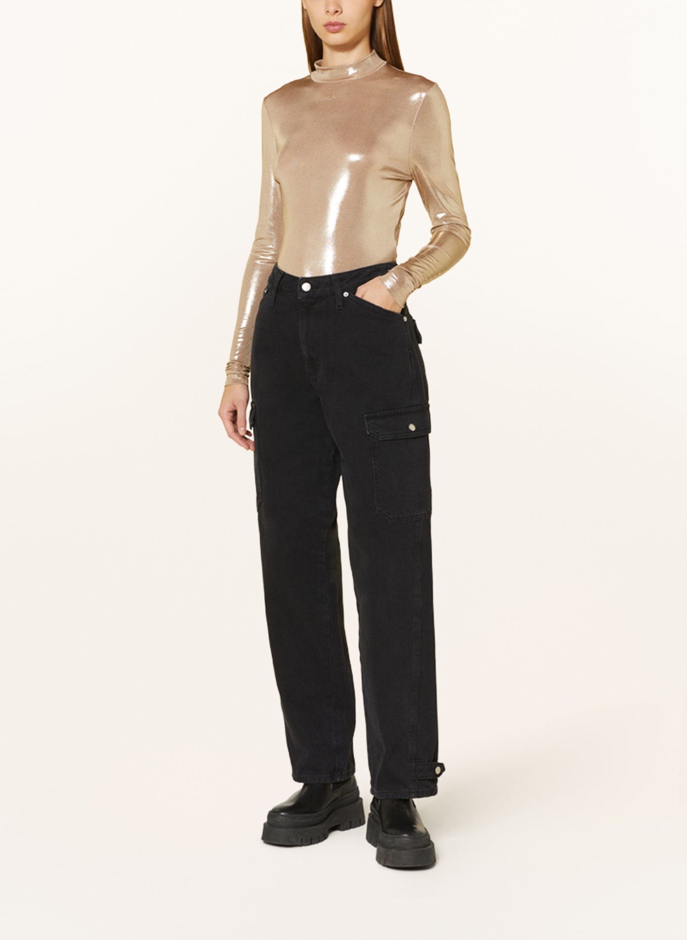 Calvin Klein Jeans Tričko s dlouhým rukávem, Barva: ZLATÁ (Obrázek 2)