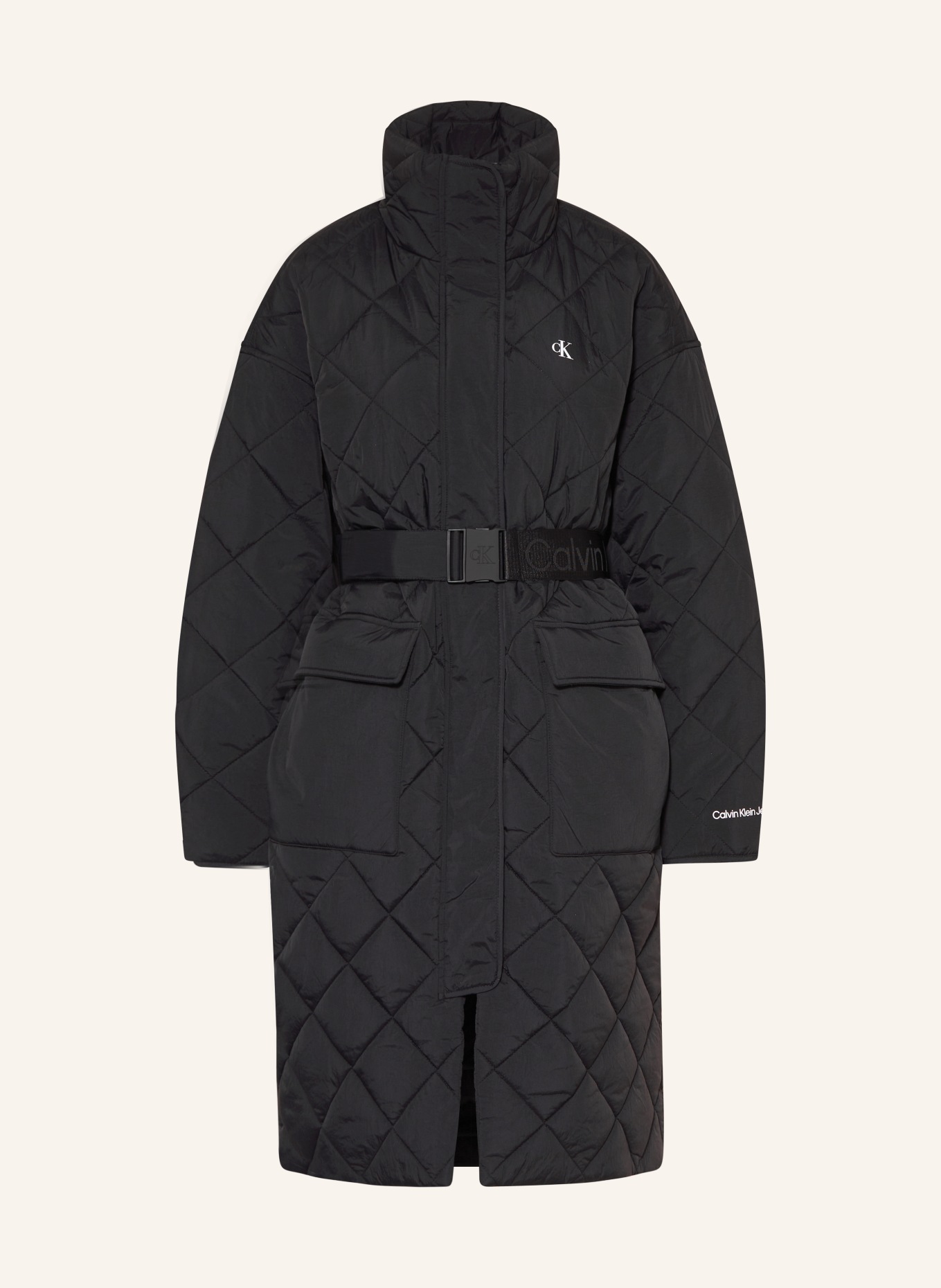 Quilted Klein Jeans in black Calvin coat