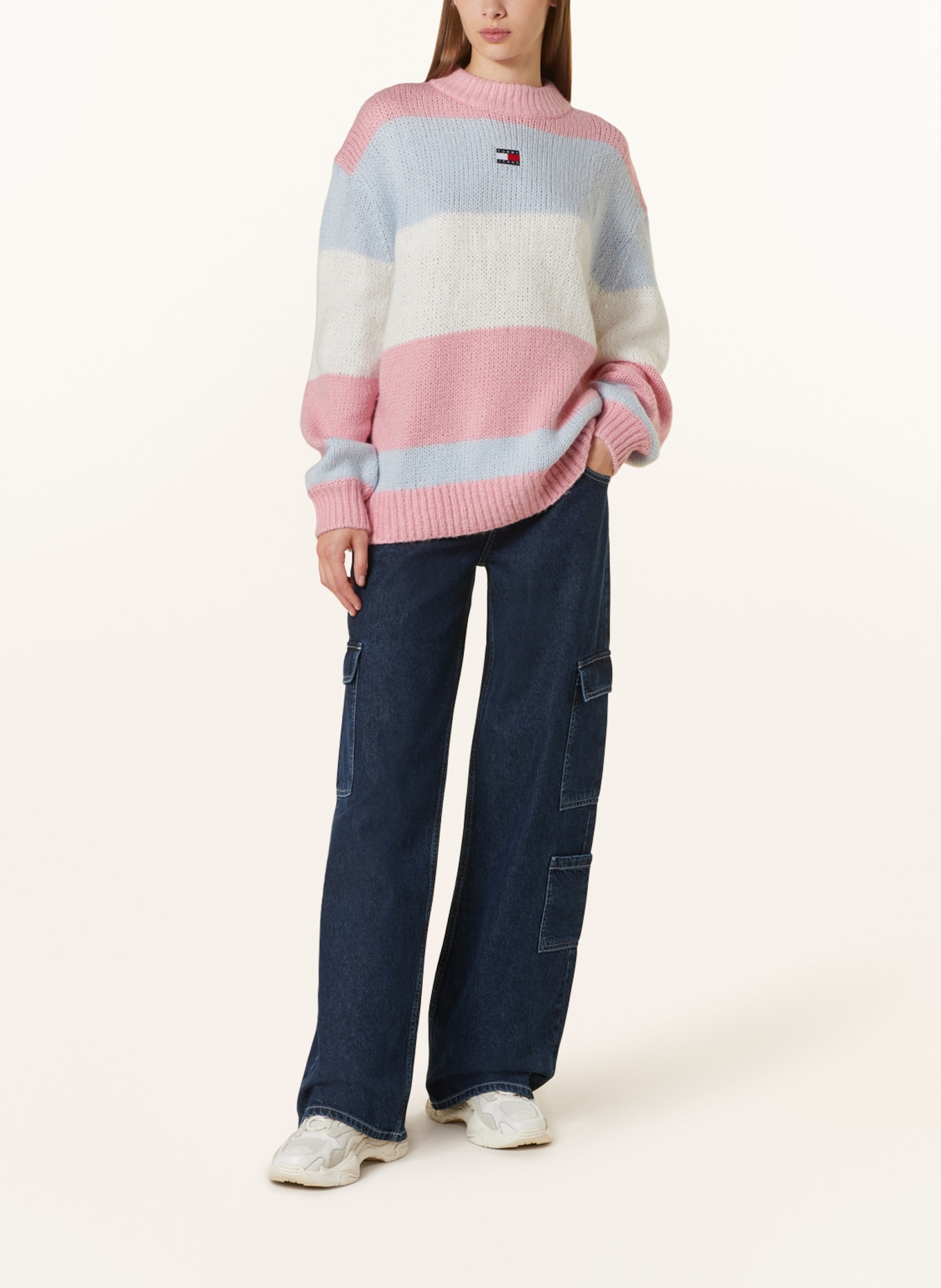 TOMMY JEANS Sweater, Color: PINK/ LIGHT BLUE/ WHITE (Image 2)
