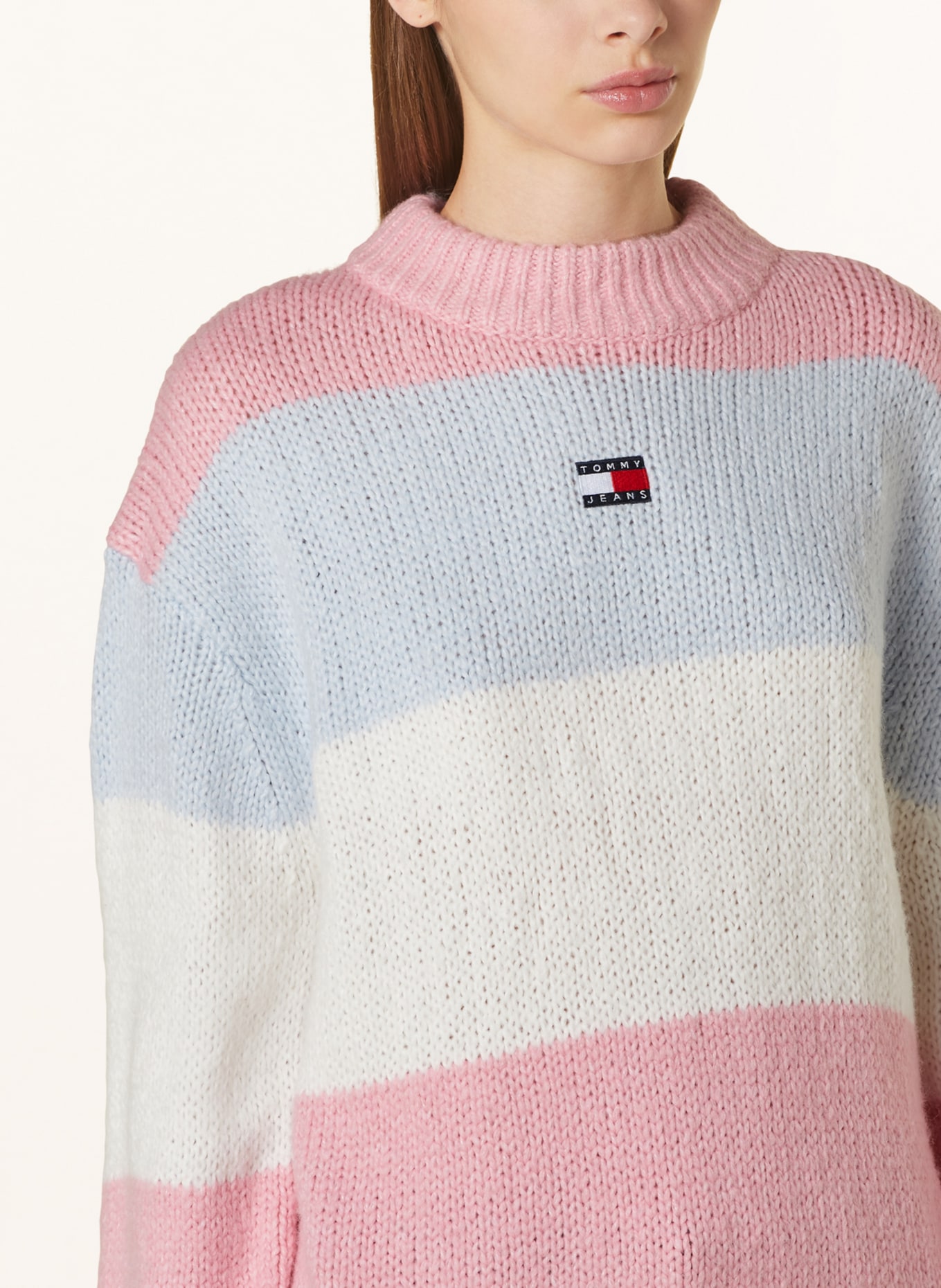 TOMMY JEANS Sweater, Color: PINK/ LIGHT BLUE/ WHITE (Image 4)