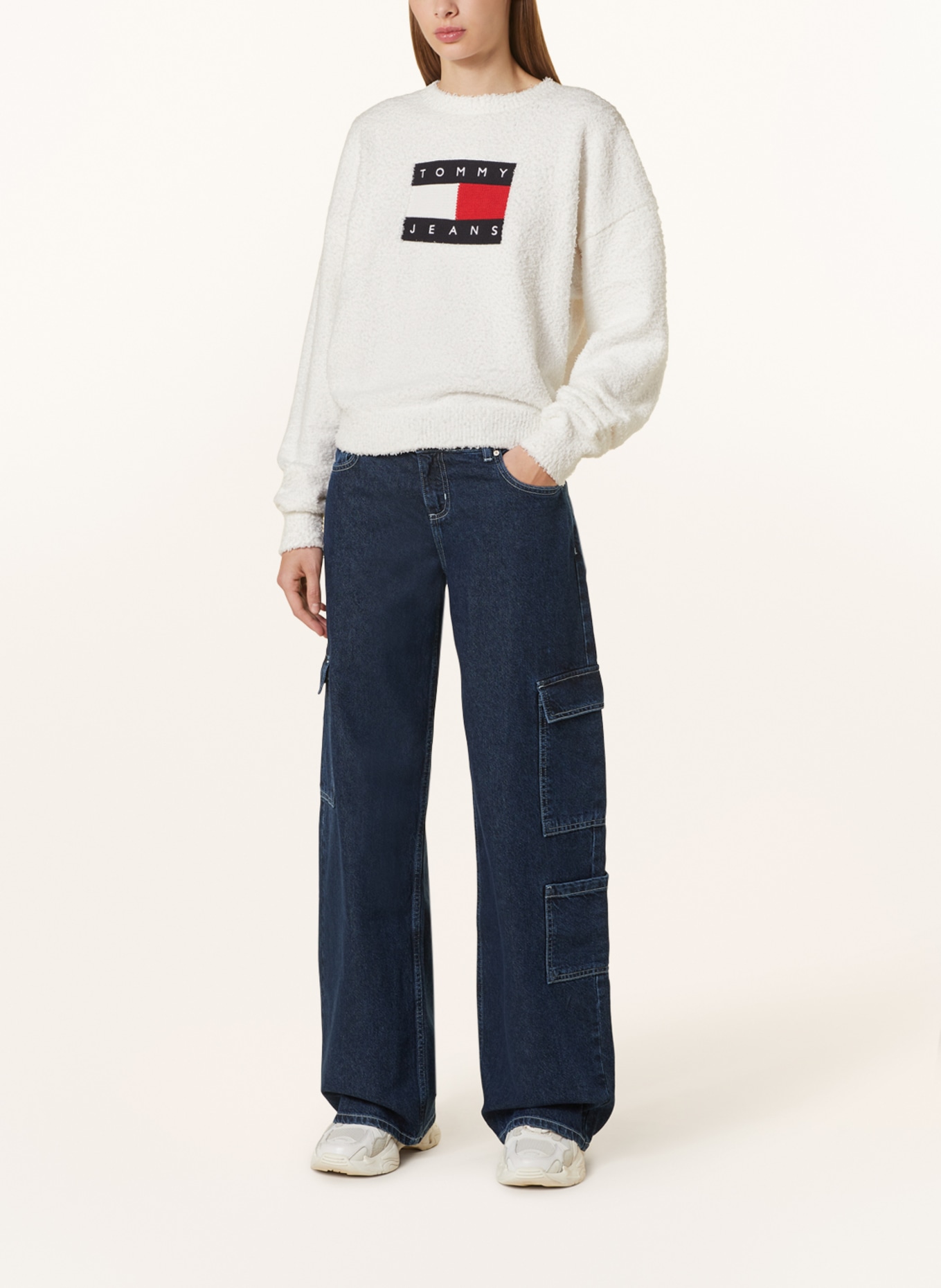 TOMMY JEANS Sweater, Color: WHITE/ DARK BLUE/ RED (Image 2)