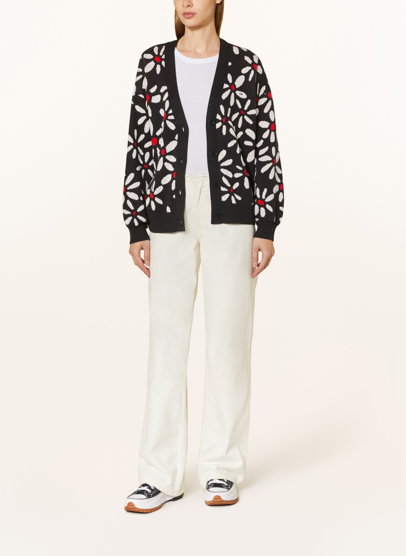 TOMMY JEANS Cardigan, Color: BLACK/ WHITE/ RED (Image 2)