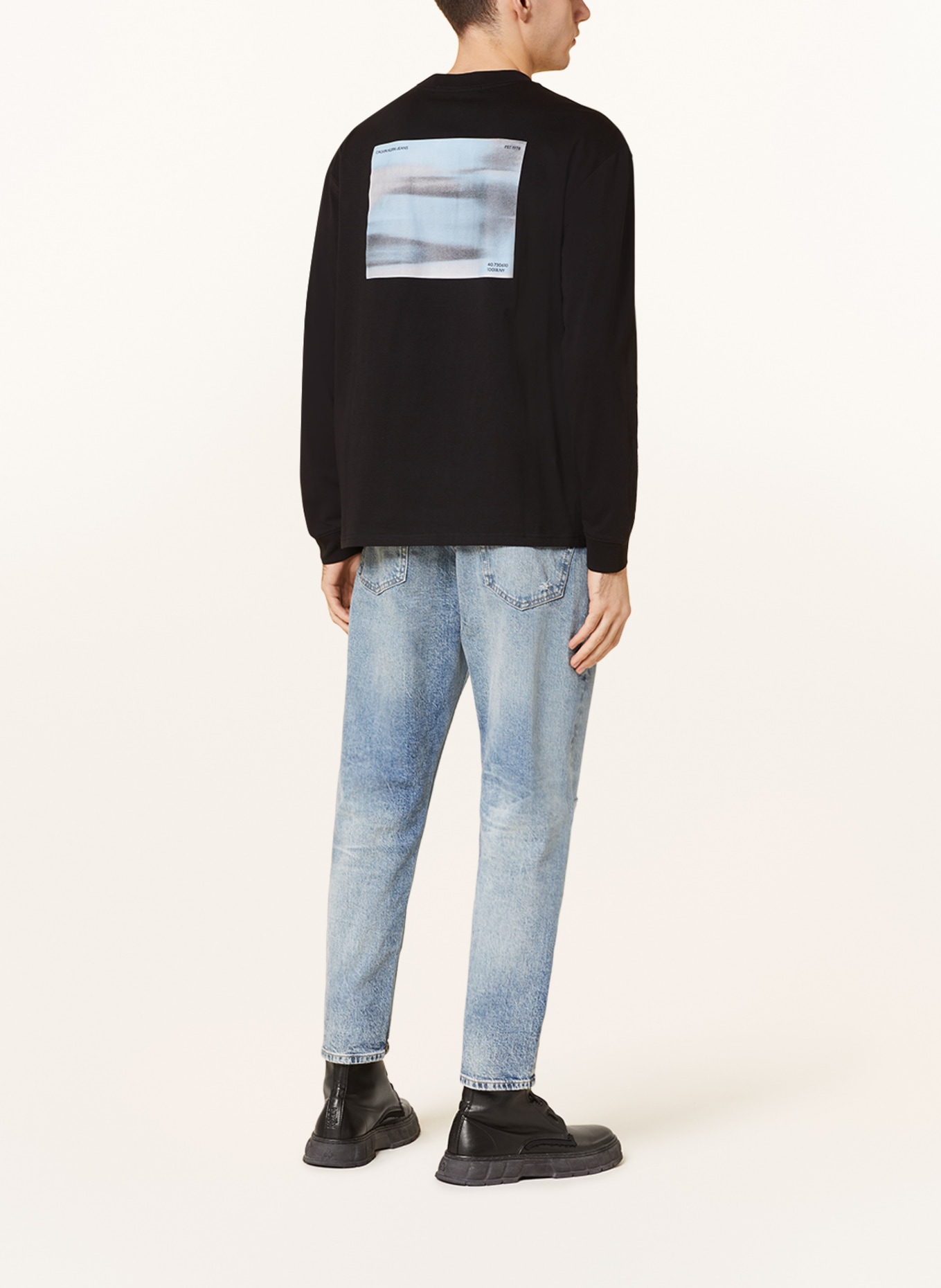 Calvin Klein Jeans Long sleeve shirt, Color: BLACK/ WHITE/ LIGHT BLUE (Image 2)