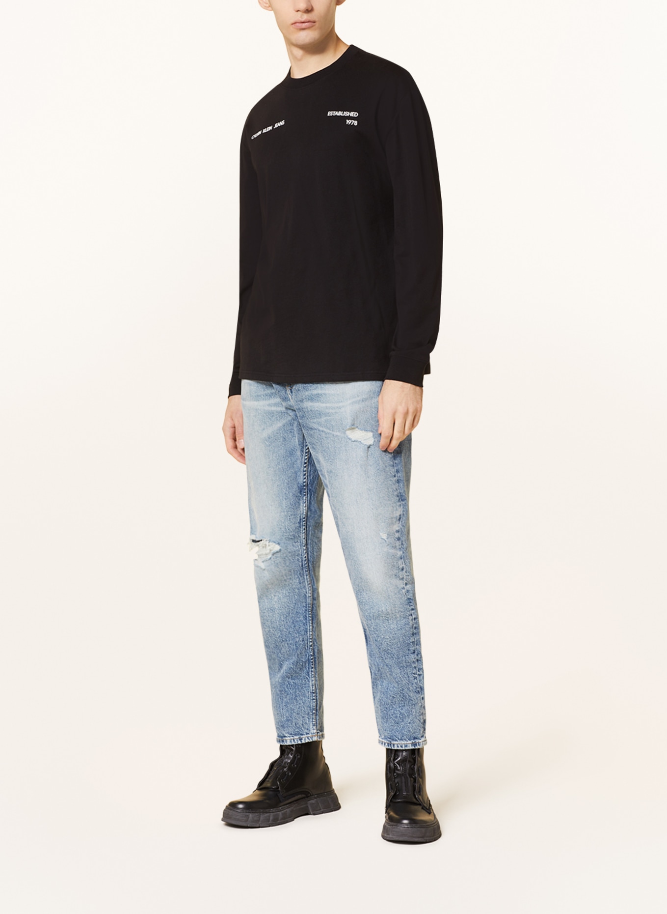 Calvin Klein Jeans Long sleeve shirt, Color: BLACK/ WHITE/ LIGHT BLUE (Image 3)
