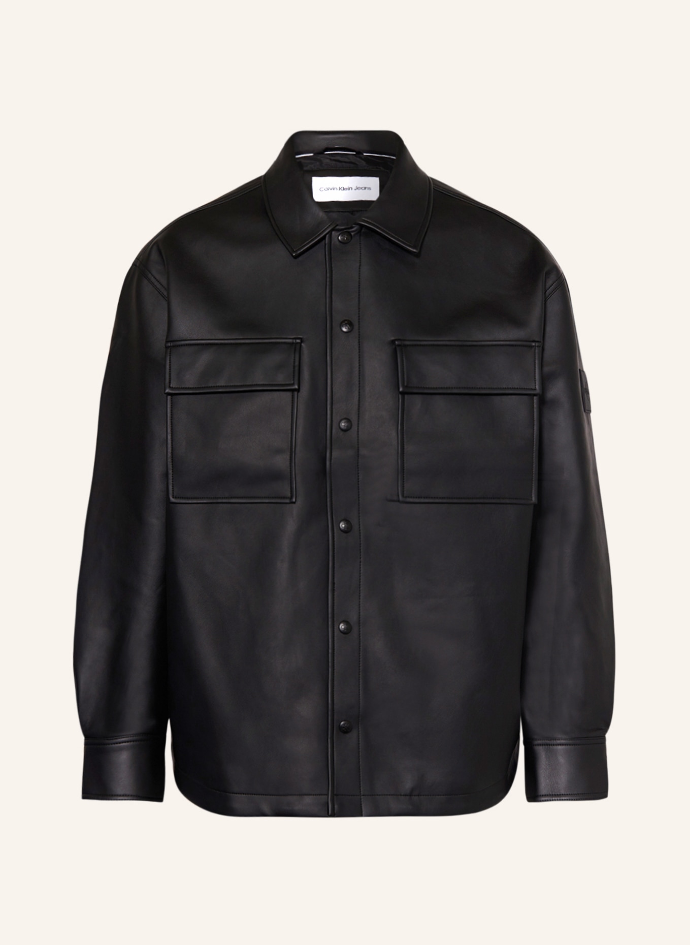 Calvin Klein Jeans Overshirt in leather look, Color: BLACK (Image 1)
