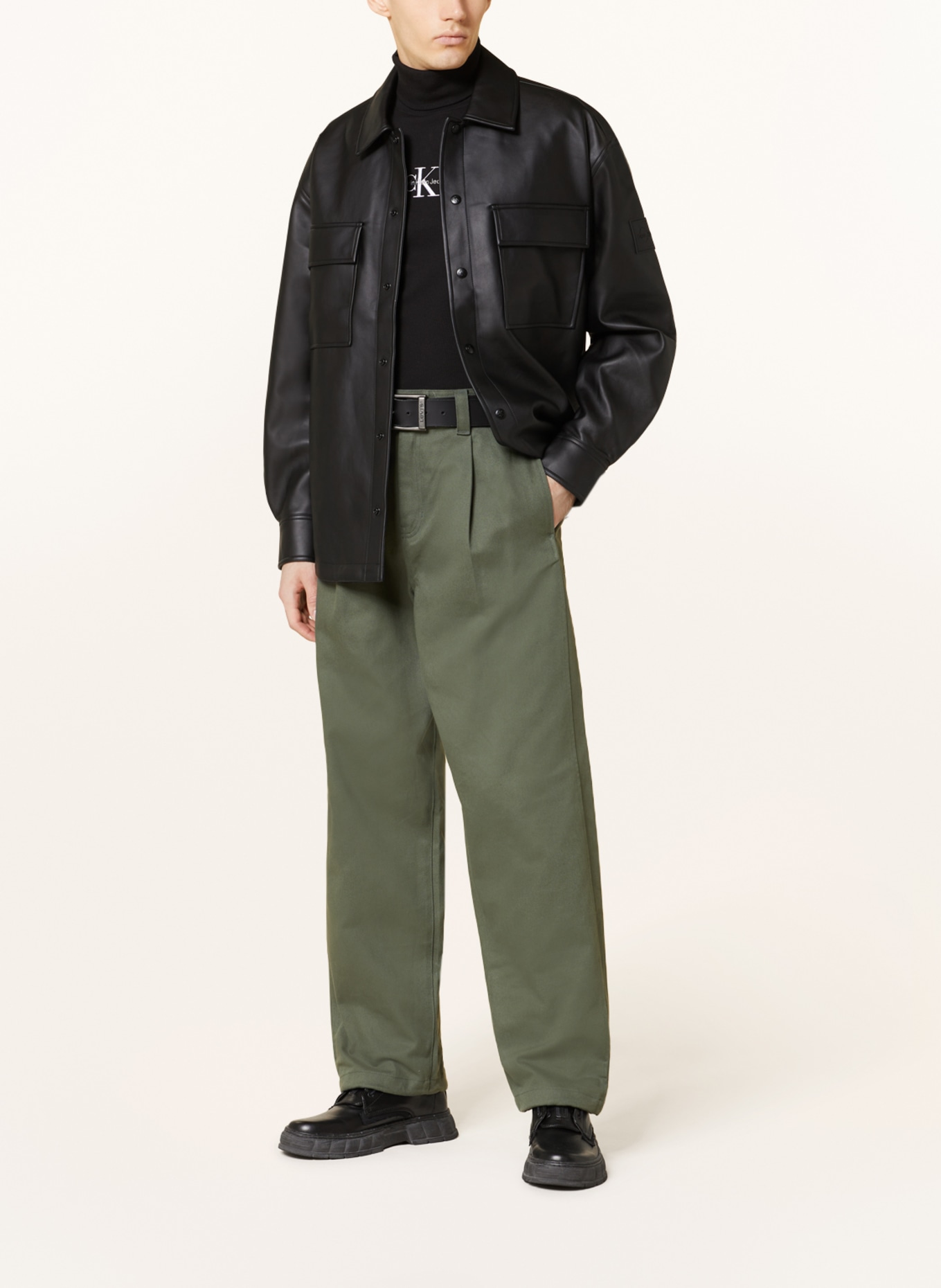 Calvin Klein Jeans Overjacket z imitacji skóry, Kolor: CZARNY (Obrazek 2)