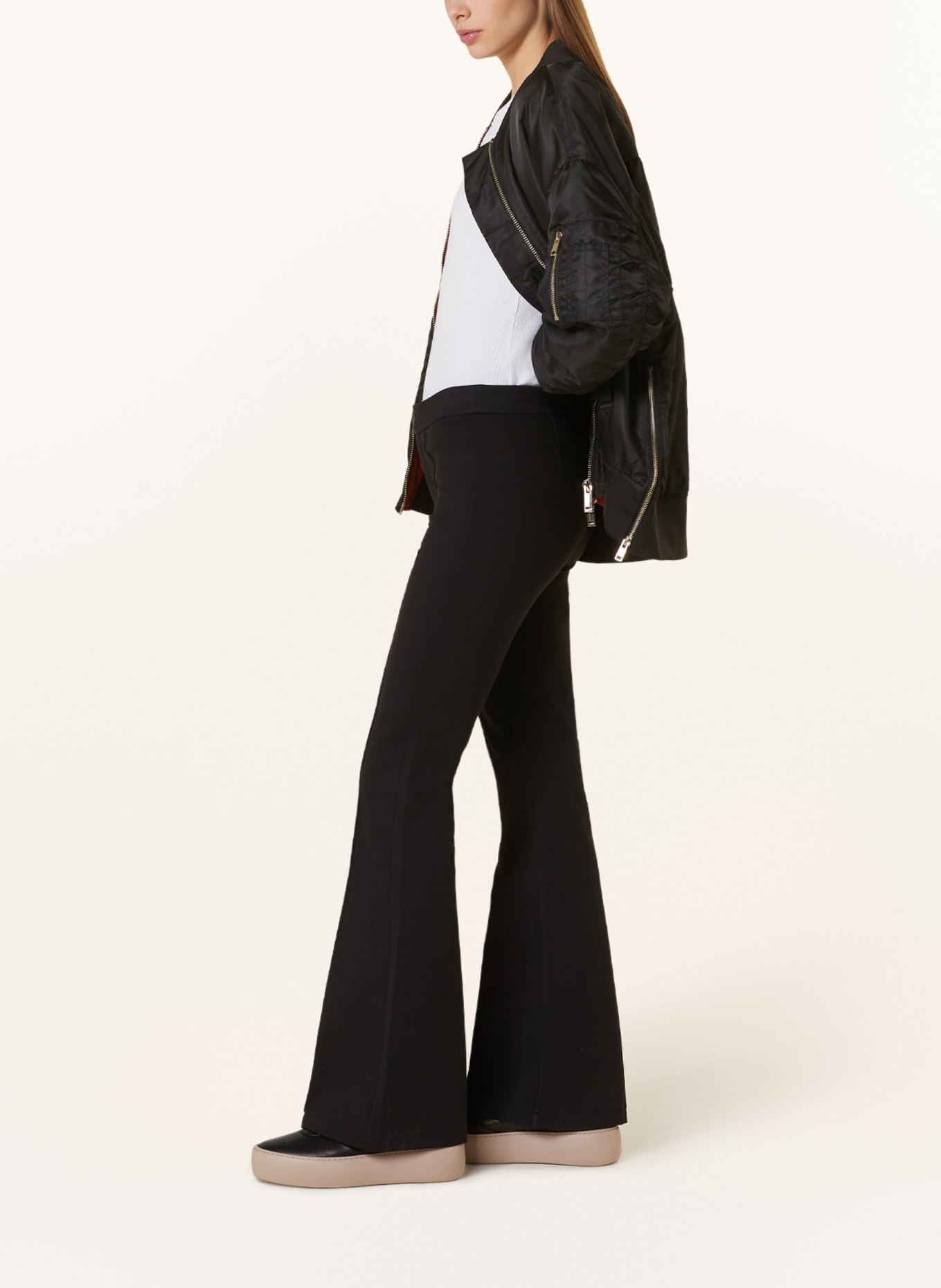 Marc O'Polo DENIM Bootcut trousers made of jersey, Color: BLACK (Image 4)