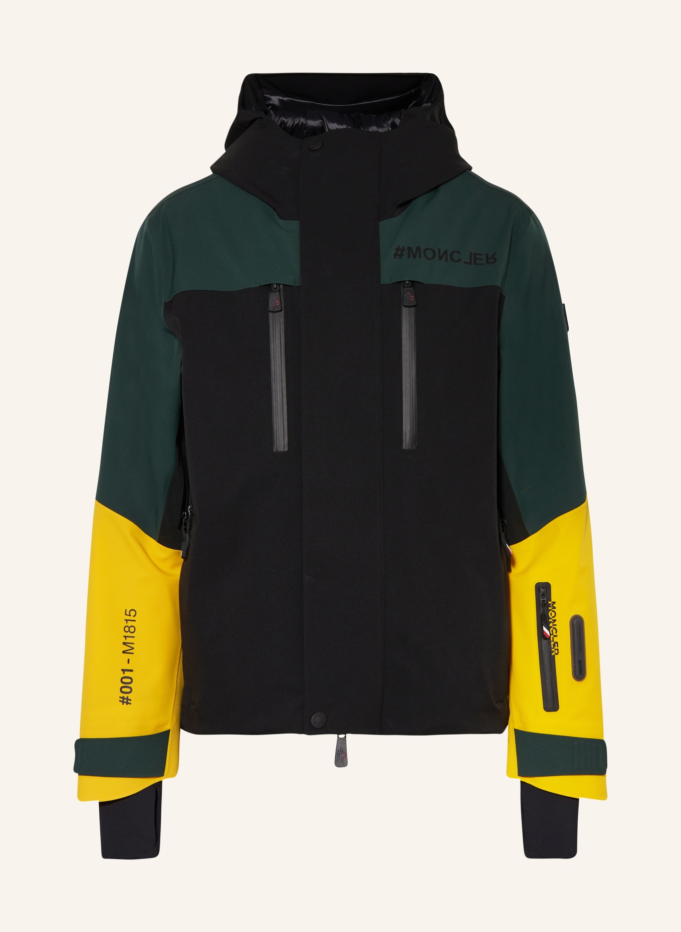 MONCLER GRENOBLE Down ski jacket CERNIAT, Color: BLACK/ DARK GREEN/ DARK YELLOW (Image 1)