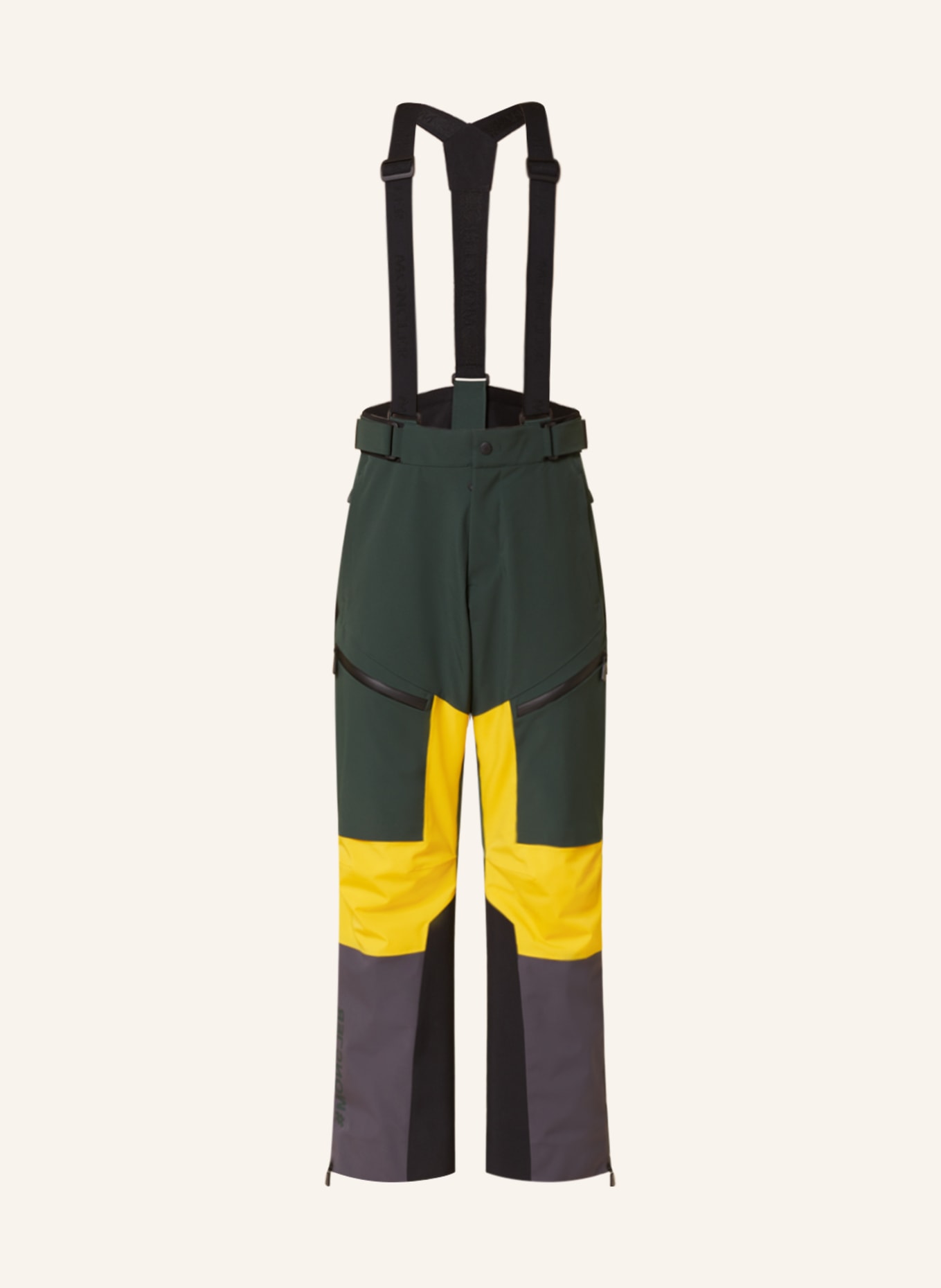 MONCLER GRENOBLE Lyžařské kalhoty, Barva: ČERNÁ/ TMAVĚ ZELENÁ/ TMAVĚ ŽLUTÁ (Obrázek 1)