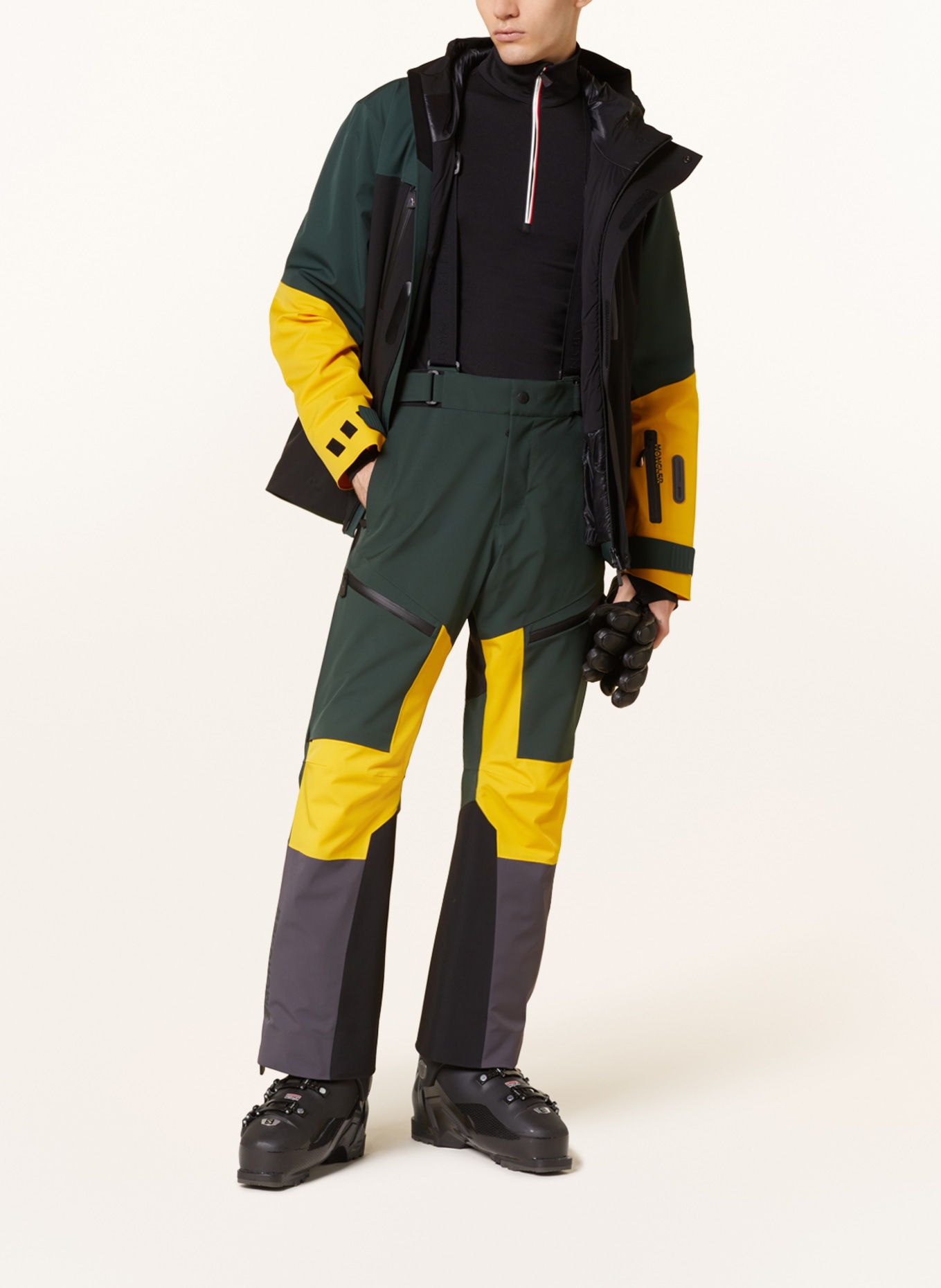 MONCLER GRENOBLE Ski pants, Color: BLACK/ DARK GREEN/ DARK YELLOW (Image 2)