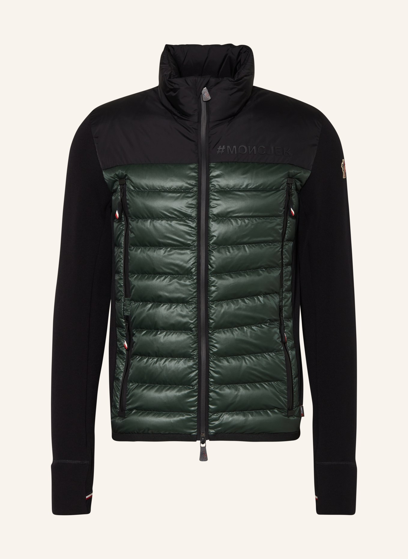 MONCLER GRENOBLE Hybrid sweat jacket, Color: BLACK/ DARK GREEN (Image 1)