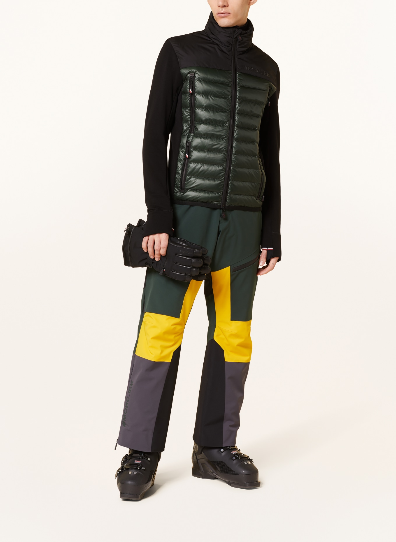 MONCLER GRENOBLE Hybrid-Sweatjacke in schwarz/ dunkelgrün