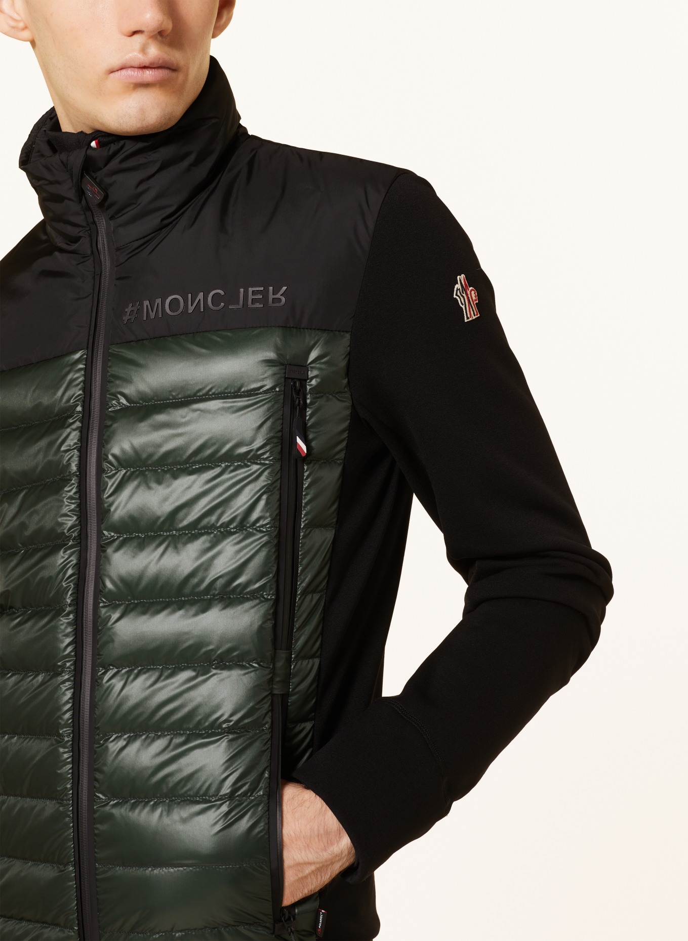 MONCLER GRENOBLE Hybrid sweat jacket, Color: BLACK/ DARK GREEN (Image 4)