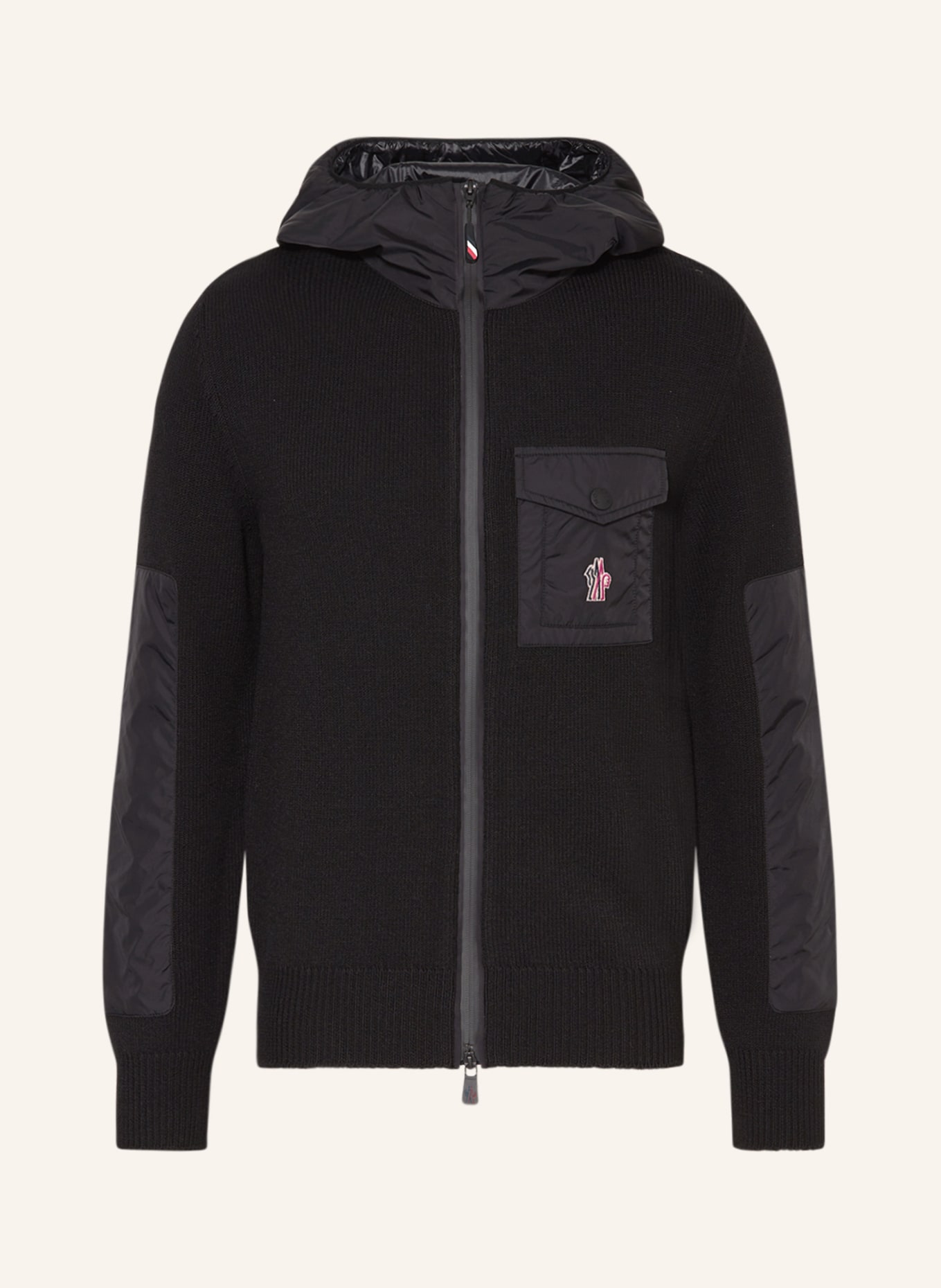 MONCLER GRENOBLE Cardigan in mixed materials, Color: BLACK (Image 1)