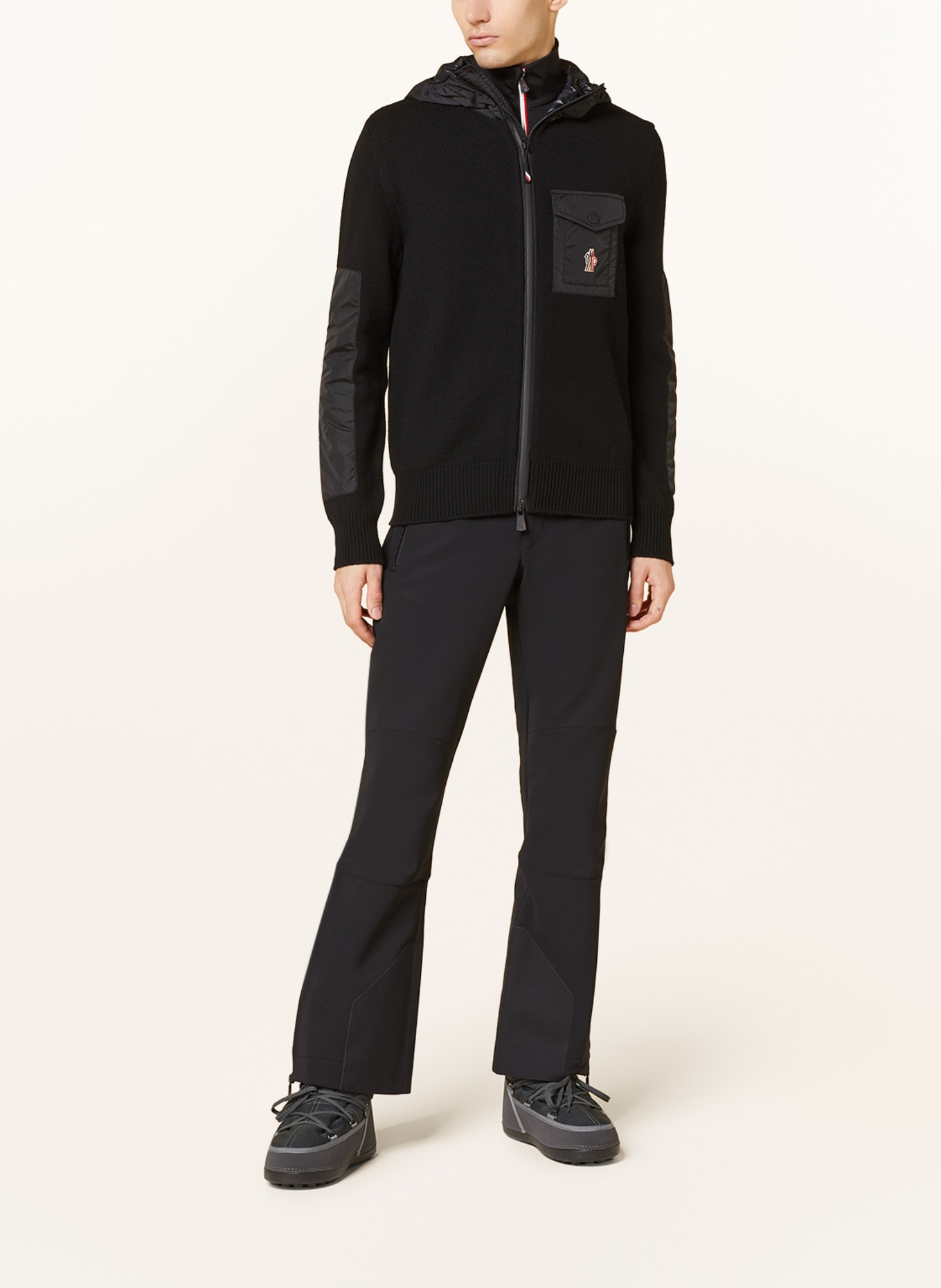 MONCLER GRENOBLE Cardigan in mixed materials, Color: BLACK (Image 2)