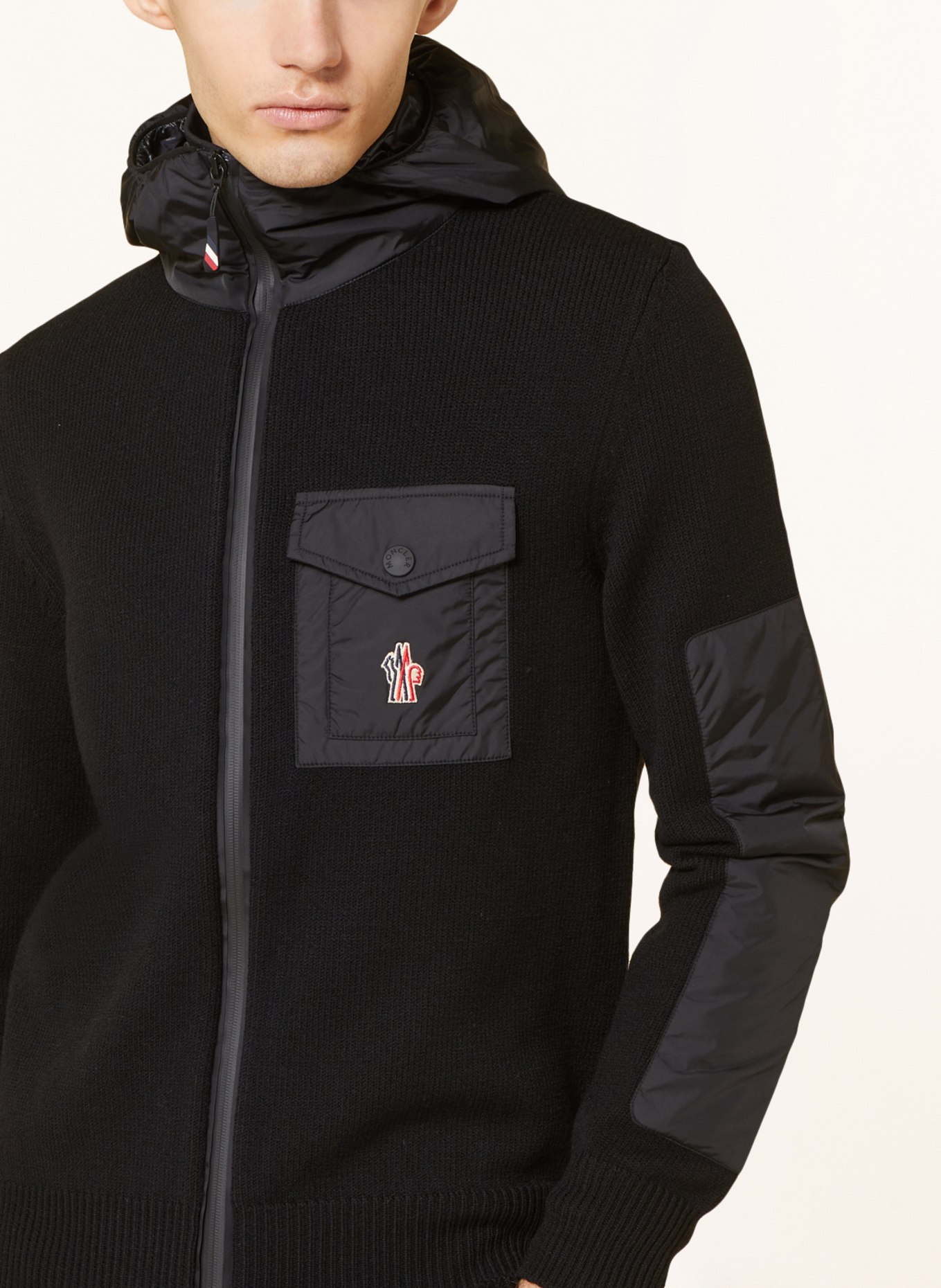 MONCLER GRENOBLE Cardigan in mixed materials, Color: BLACK (Image 5)