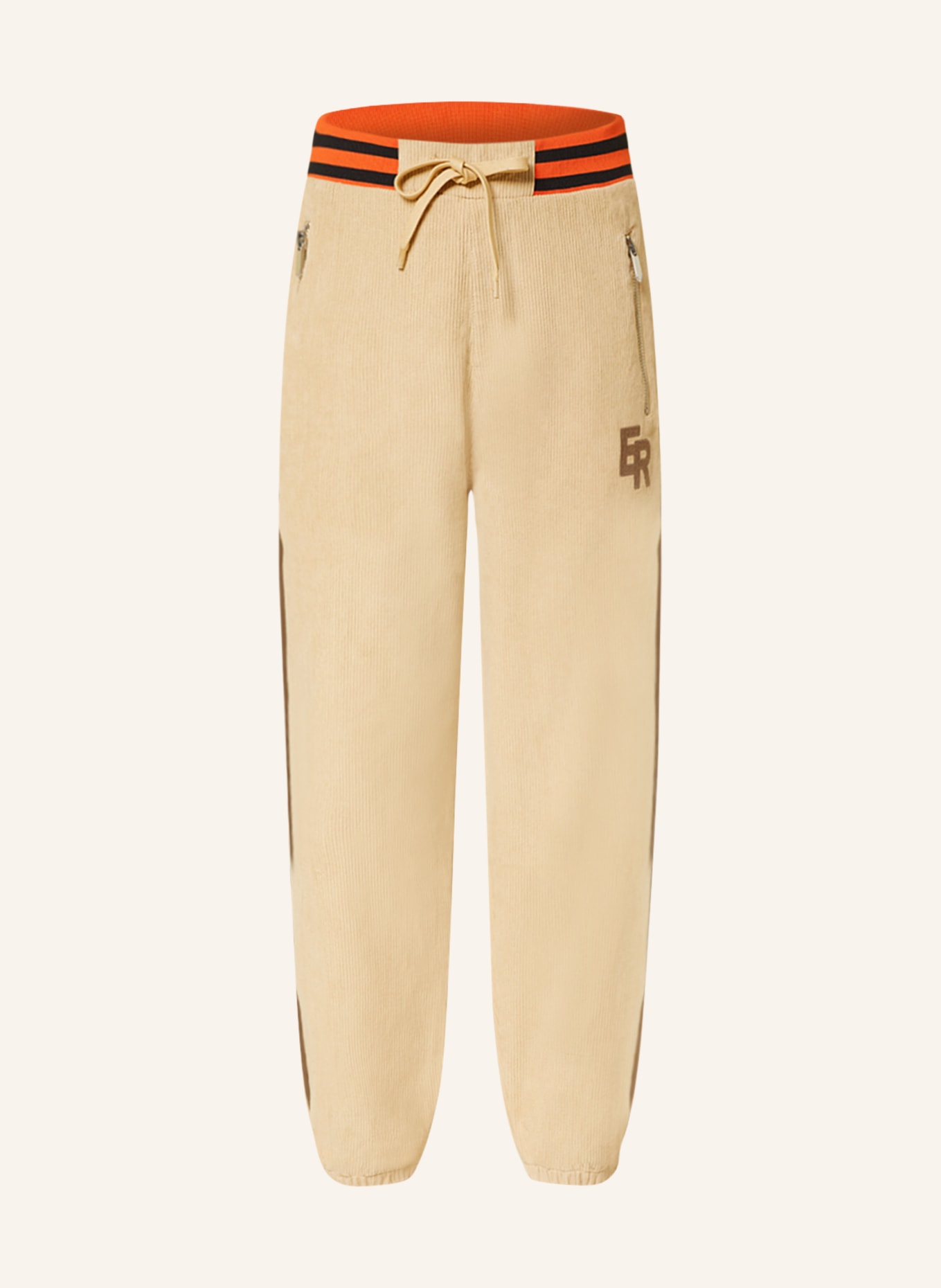ELIAS RUMELIS Manšestrové kalhoty ERTALHA v joggingovém stylu, Barva: BÉŽOVÁ (Obrázek 1)
