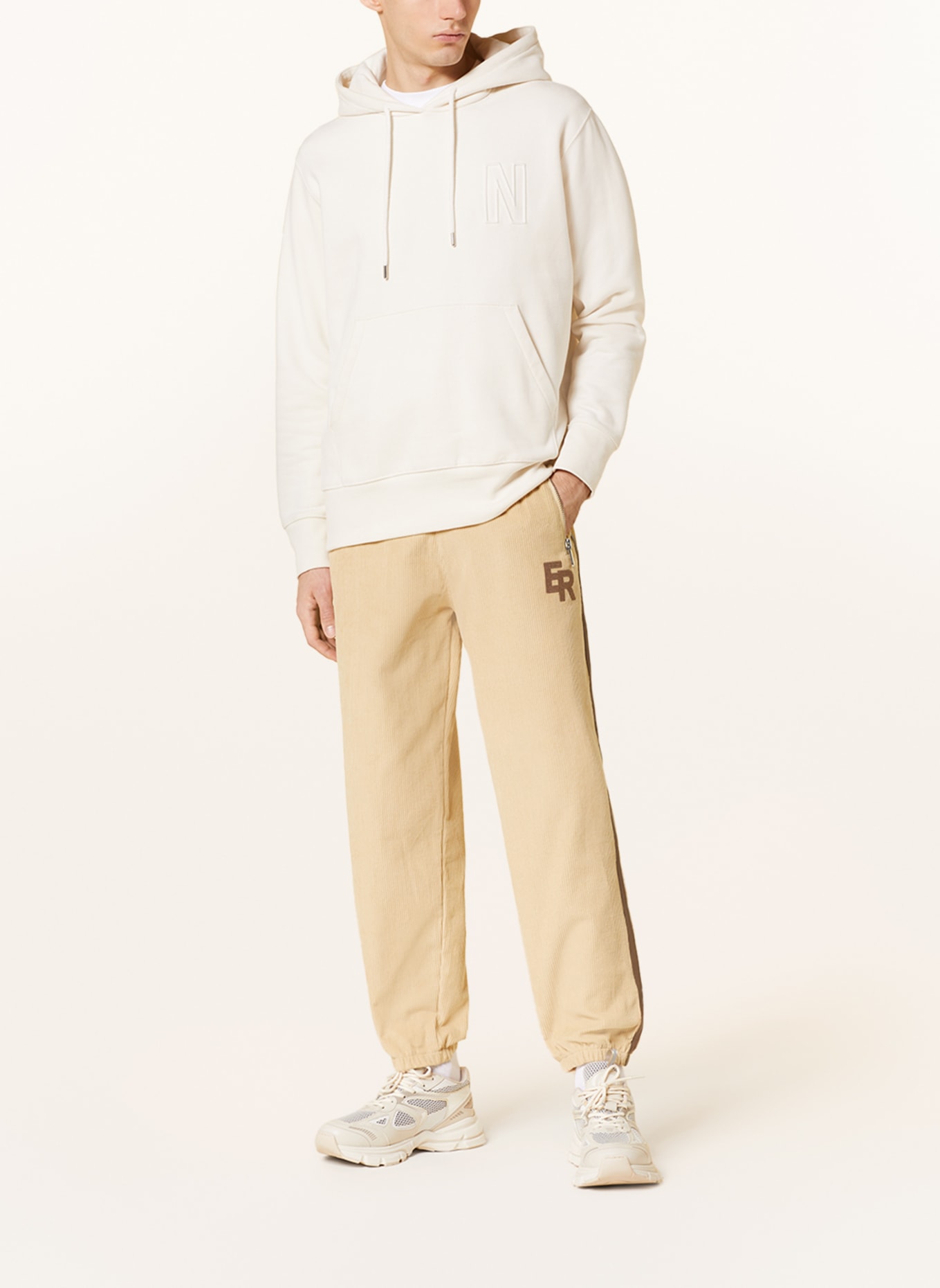 ELIAS RUMELIS Manšestrové kalhoty ERTALHA v joggingovém stylu, Barva: BÉŽOVÁ (Obrázek 2)