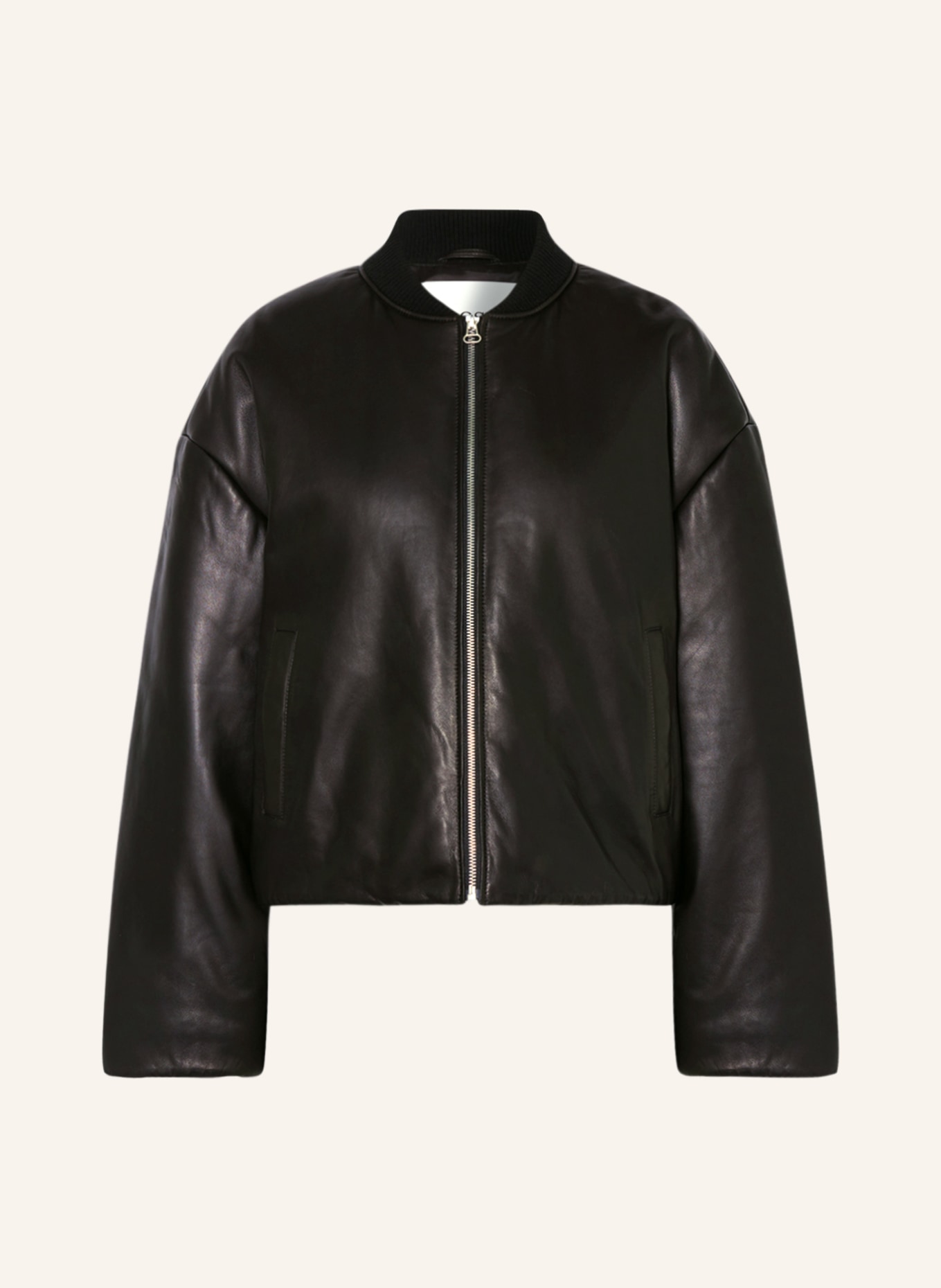 CLOSED Leather bomber jacket, Color: BLACK (Image 1)