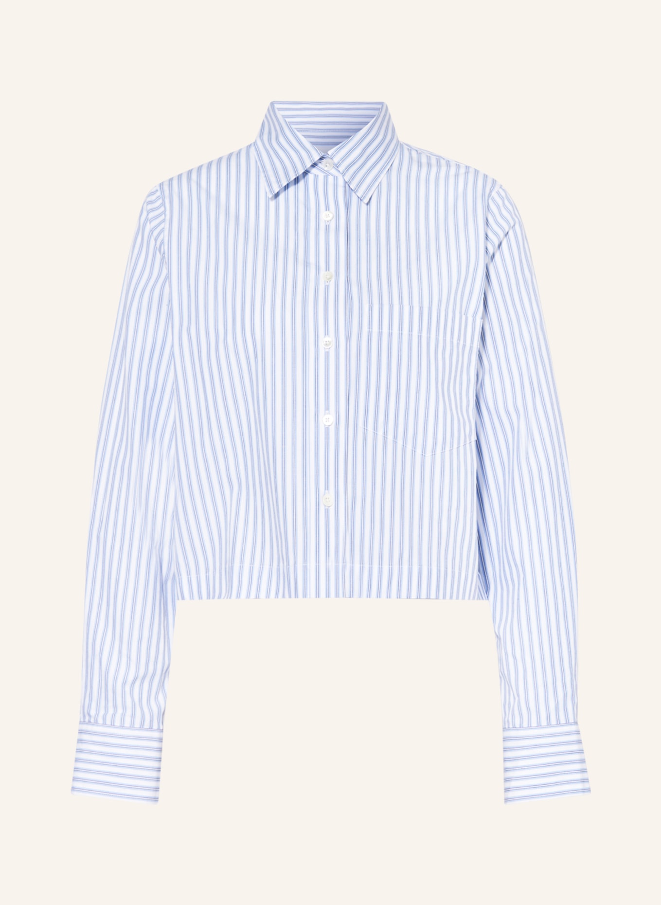 CLOSED Cropped shirt blouse, Color: WHITE/ LIGHT BLUE/ BLACK (Image 1)